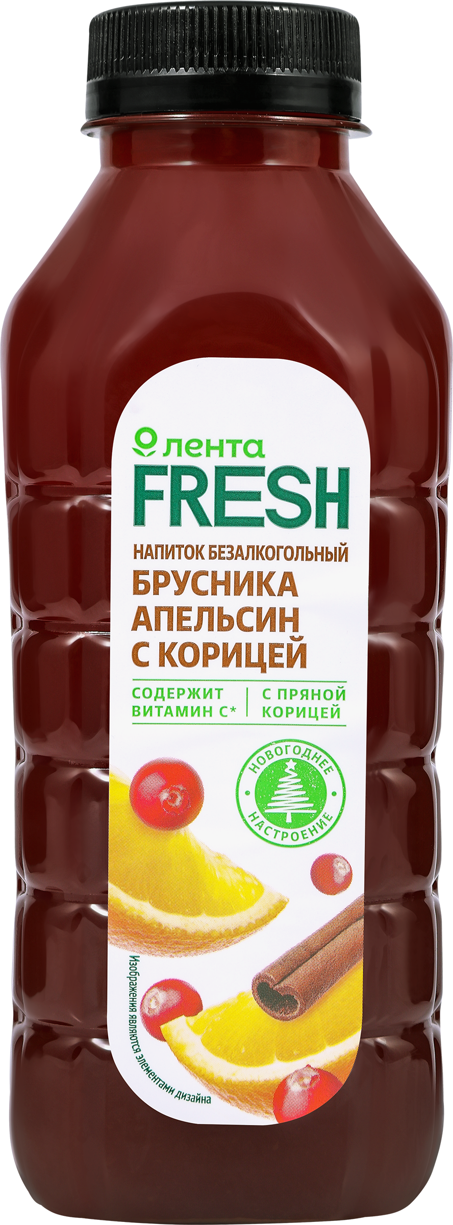 Изображение товара Напиток безалкогольный ЛЕНТА FRESH брусника, апельсин с корицей 500мл