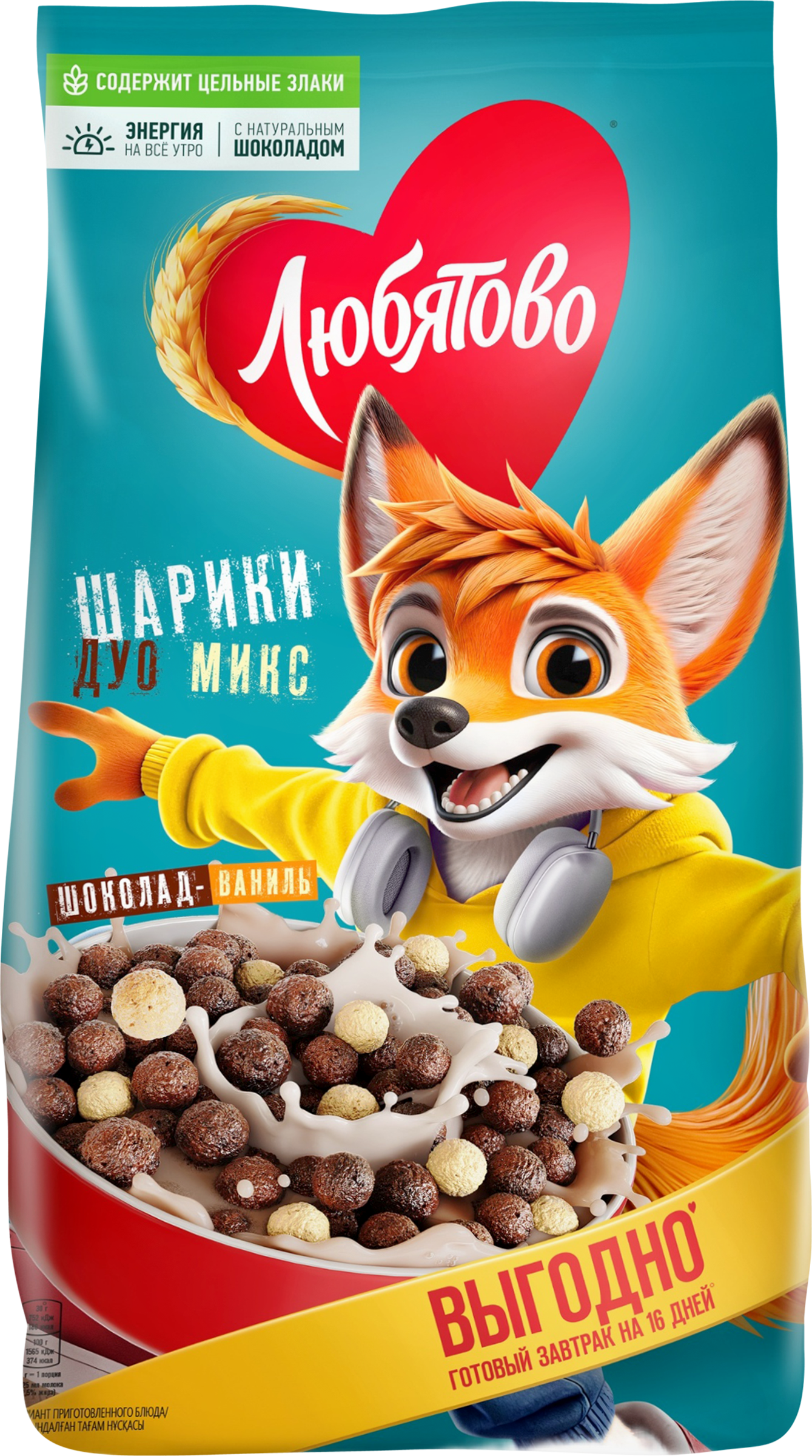 Изображение товара Готовый завтрак ЛЮБЯТОВО Дуо Микс Шарики шоколадные 500г