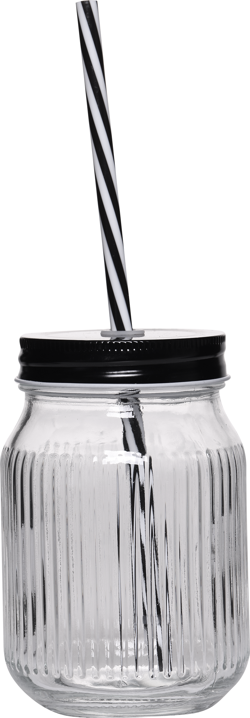 Изображение товара Банка HOMECLUB Stripes с ручкой и трубочкой, стекло, 500мл, Арт. SWDH