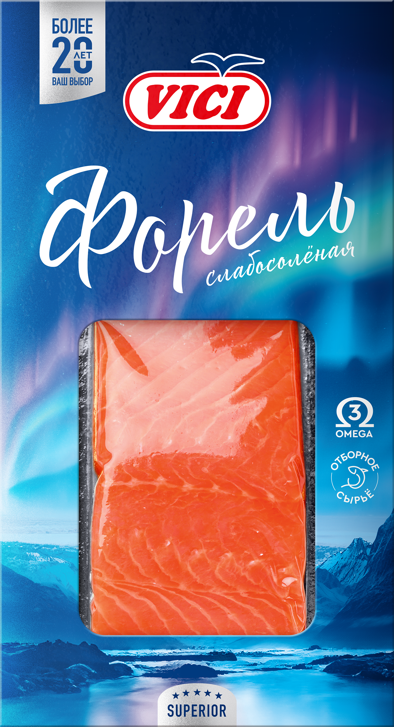 Изображение товара Форель Радужная слабосоленая VICI филе-кусок 150 г Россия