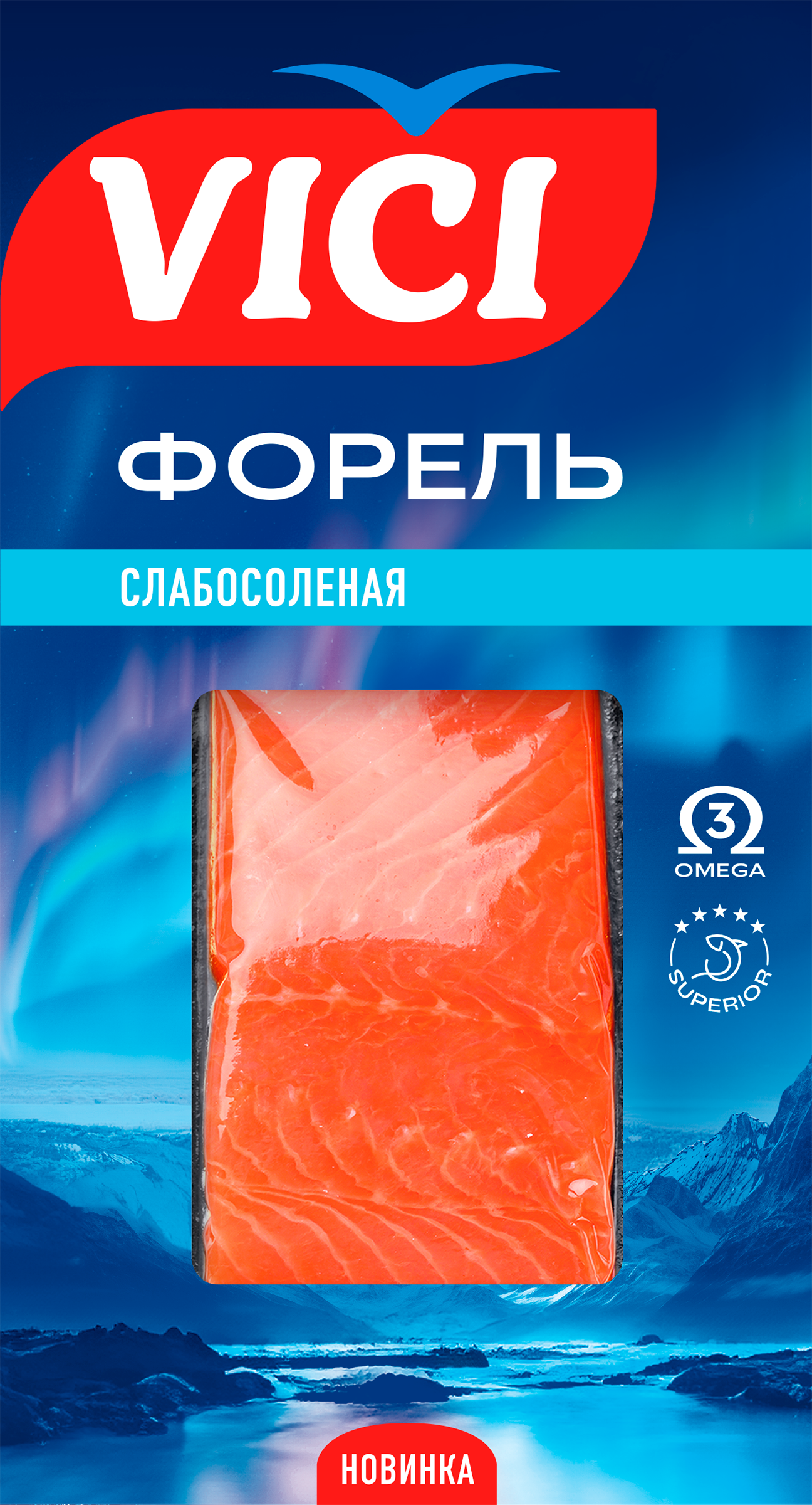 Изображение товара Форель Радужная слабосоленая VICI филе-кусок 150 г Россия