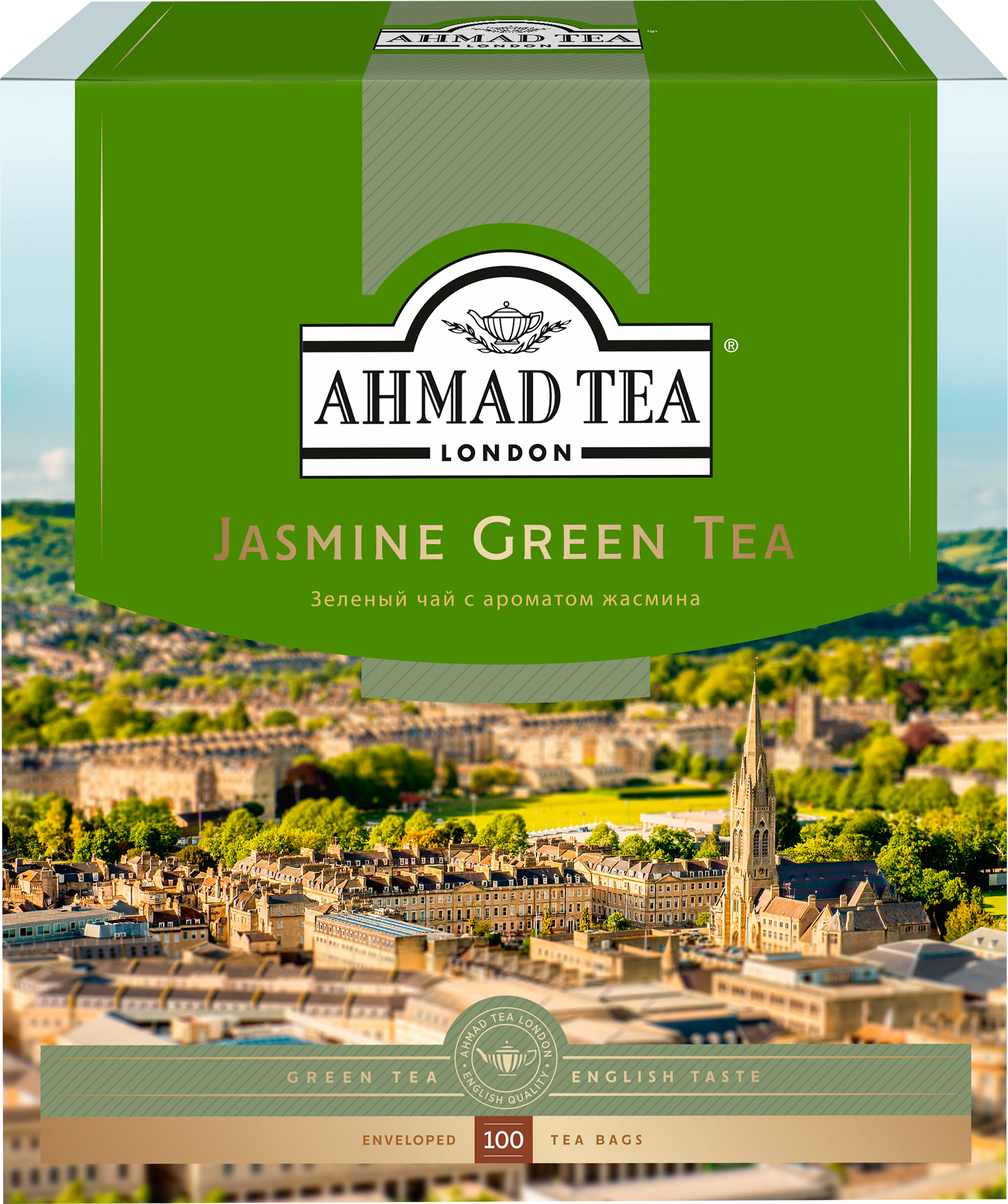 Изображение товара Зеленый чай с жасмином AHMAD TEA 100 пакетиков, ароматный и натуральный