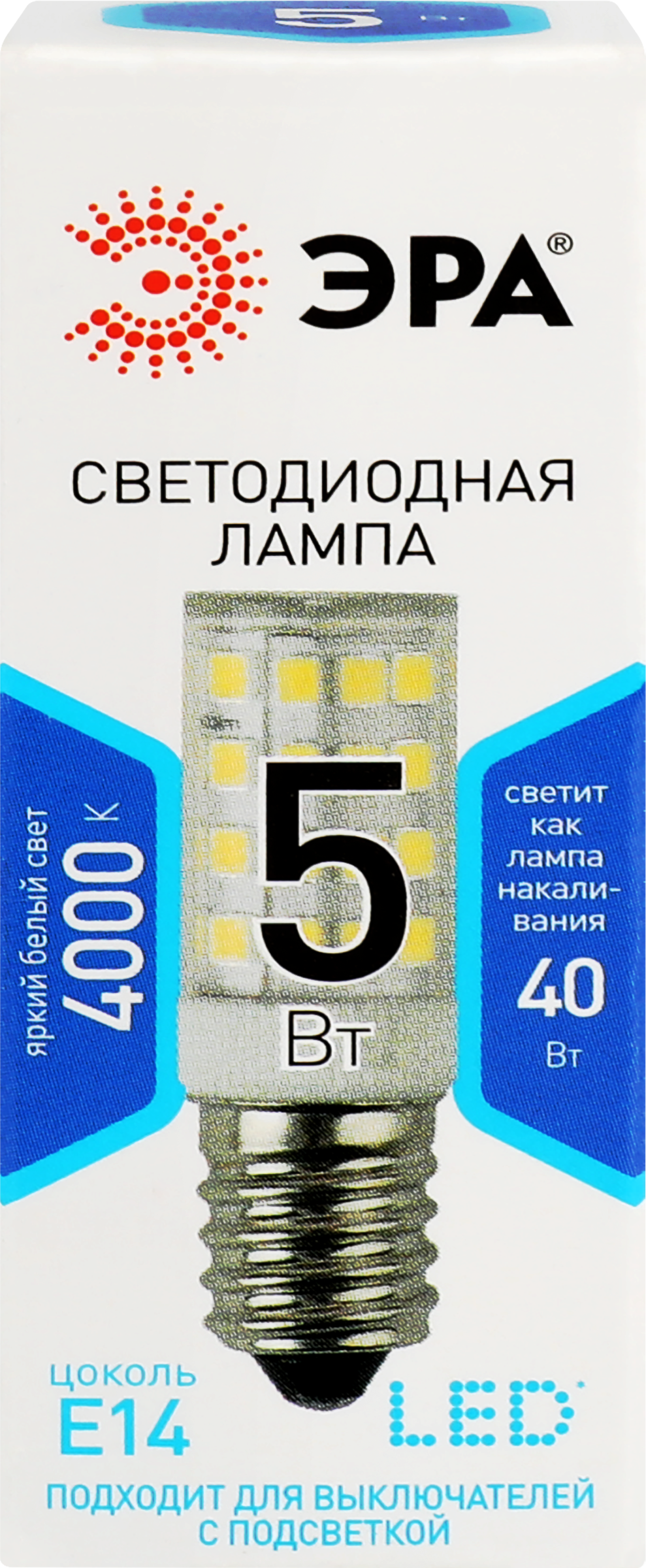 Изображение товара Лампочка светодиодная ЭРА STD LED T25-5W-CORN-827/840-E14, 5Вт, белый свет