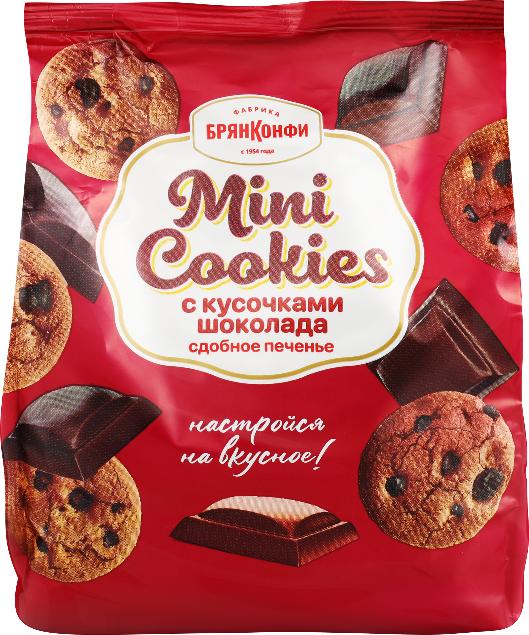 Изображение товара Печенье с шоколадными кусочками и ванилью БРЯНКОНФИ Mini Cookies 200г