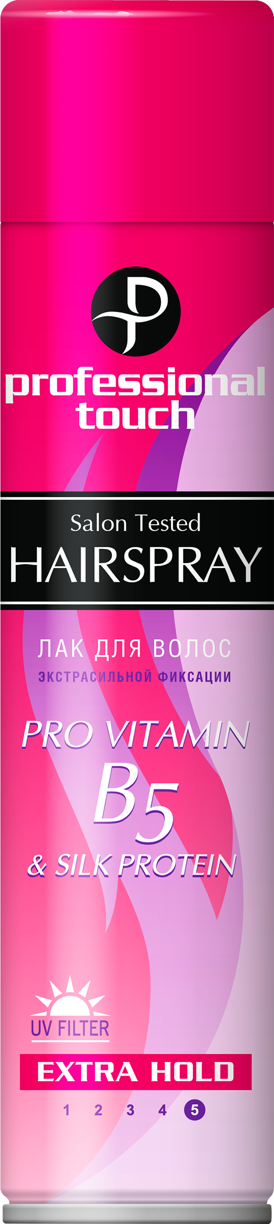 Изображение товара Лак для волос PROFESSIONAL TOUCH Pro-vitamin B5&Silk Protein, экстрасильная фиксация, 265мл