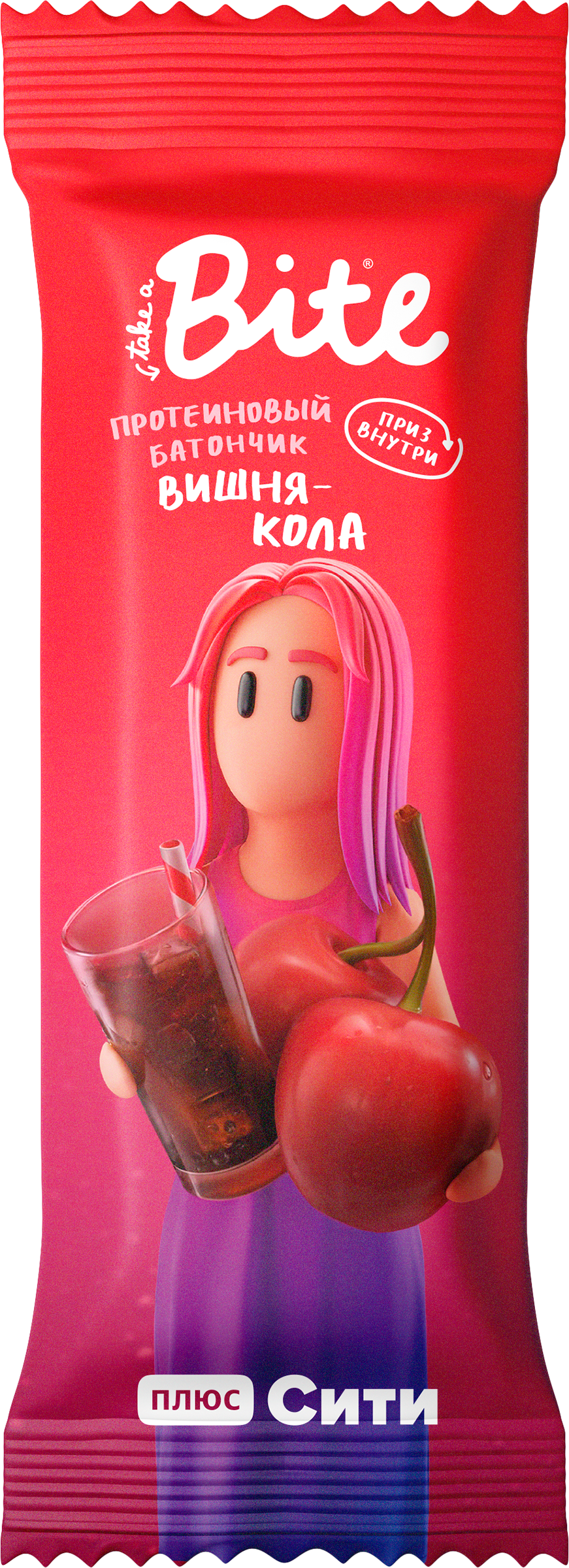 Изображение товара Батончик протеиновый TAKE A BITE Вишня-кола, глазированный, 40г