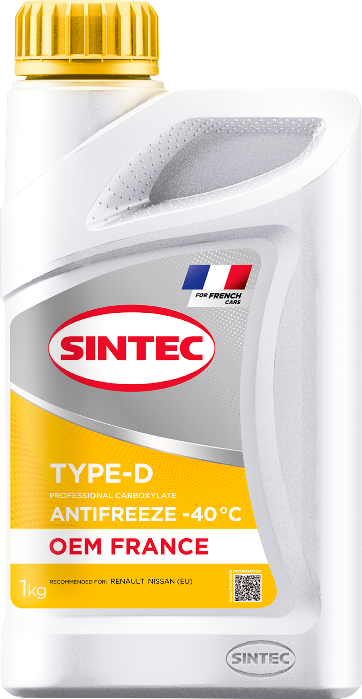 Изображение товара Антифриз SINTEC Oem France Type-D yellow до -40 1кг пластиковая упаковка