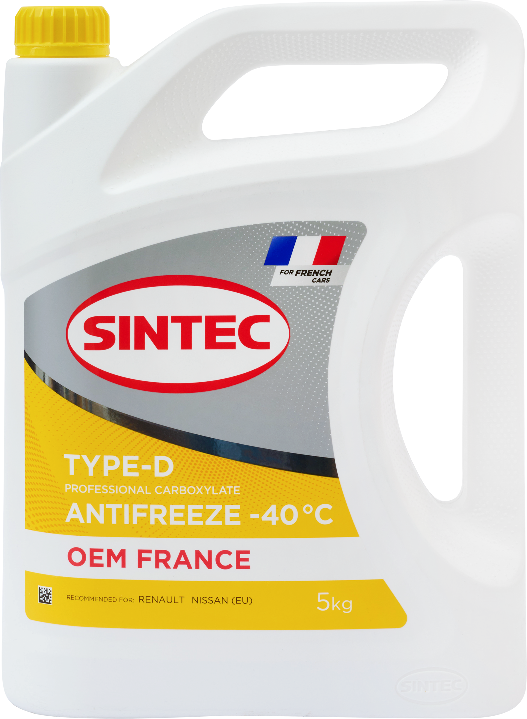 Изображение товара Антифриз SINTEC Oem France Type-D yellow до -40, 5 кг - надежная защита двигателя
