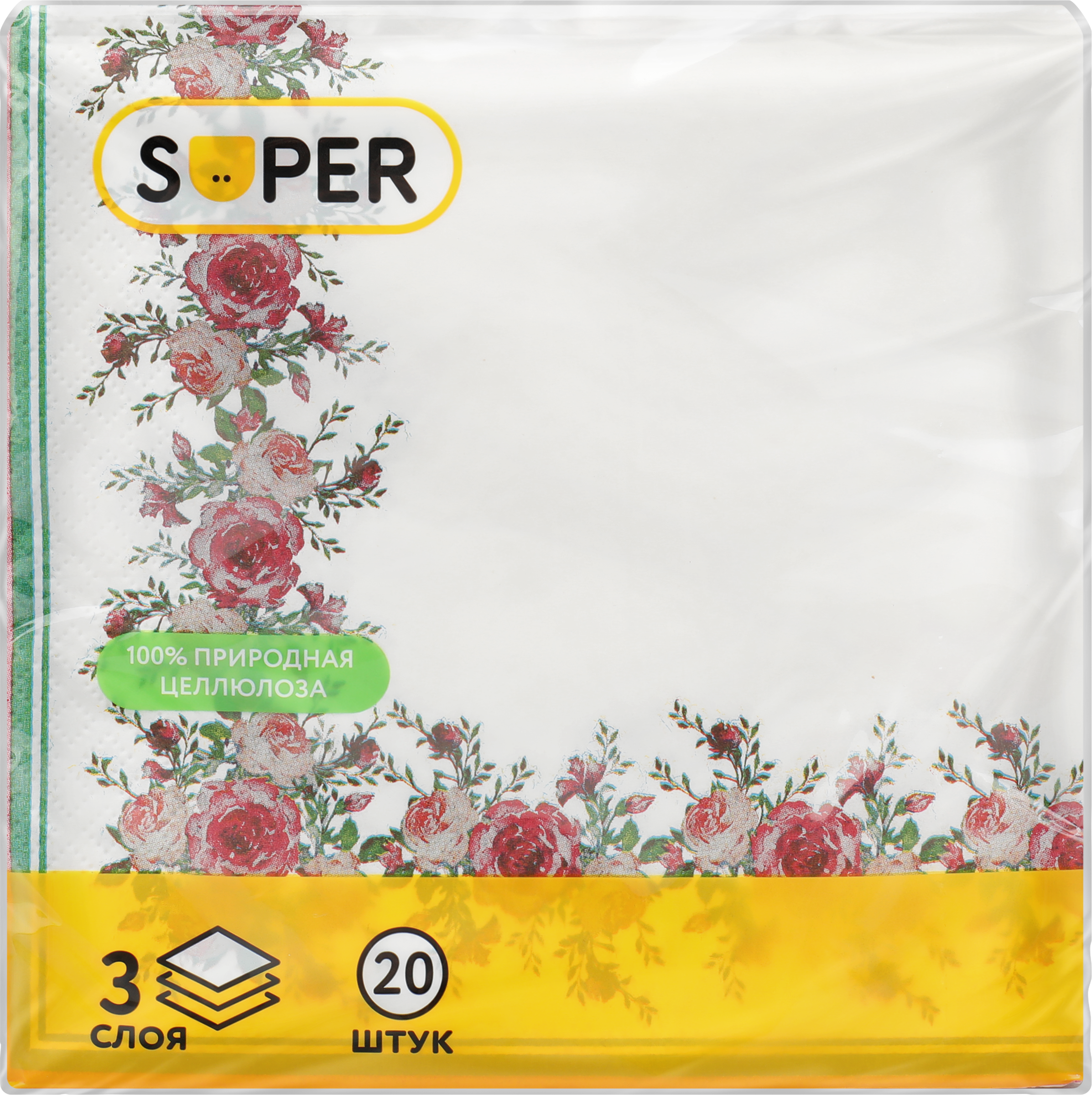 Изображение товара Салфетки бумажные SUPER Очарование 3-слоя 33х33 см 20 штук
