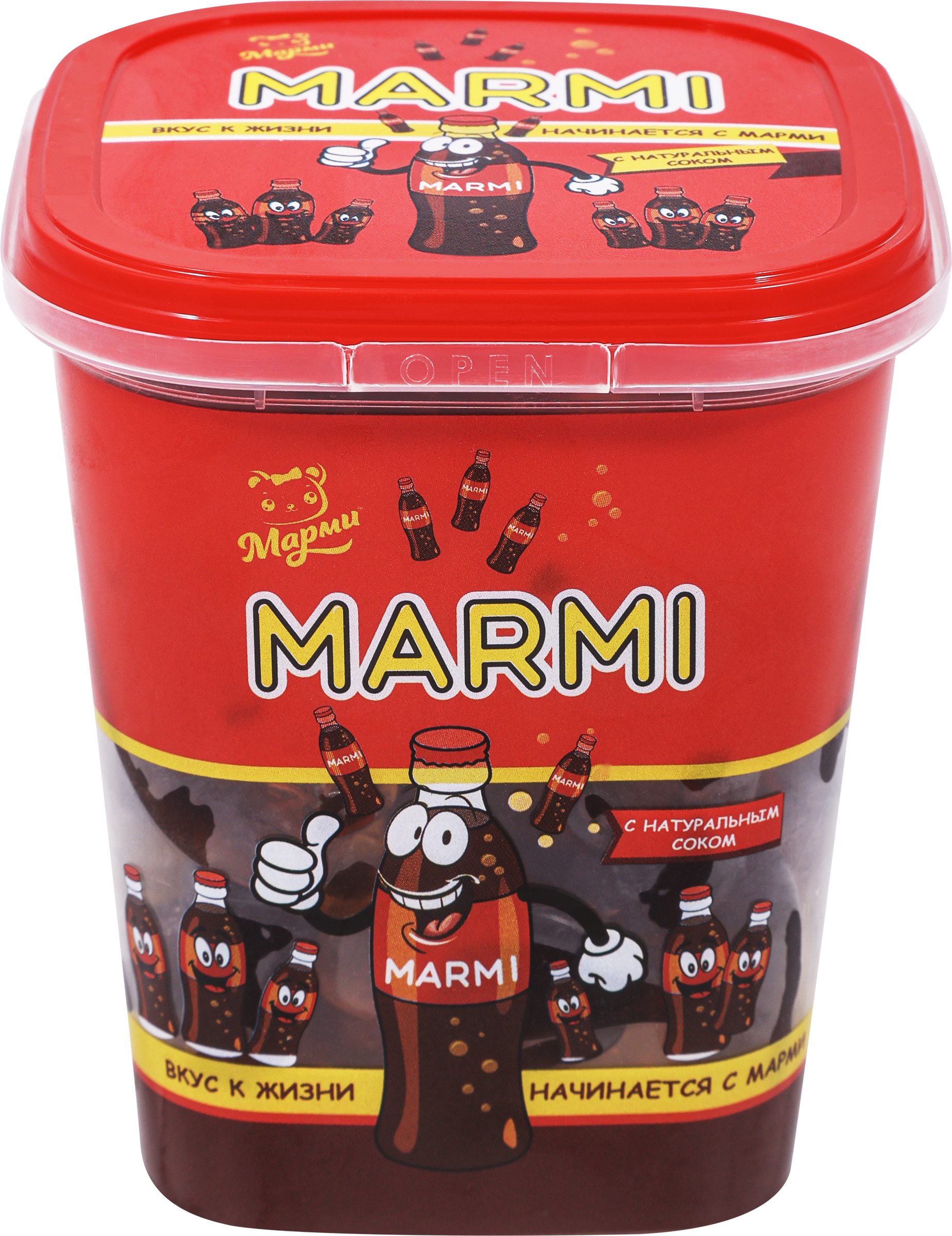 Изображение товара Мармелад жевательный МАРМИ с соком в форме бутылочки колы, 250г