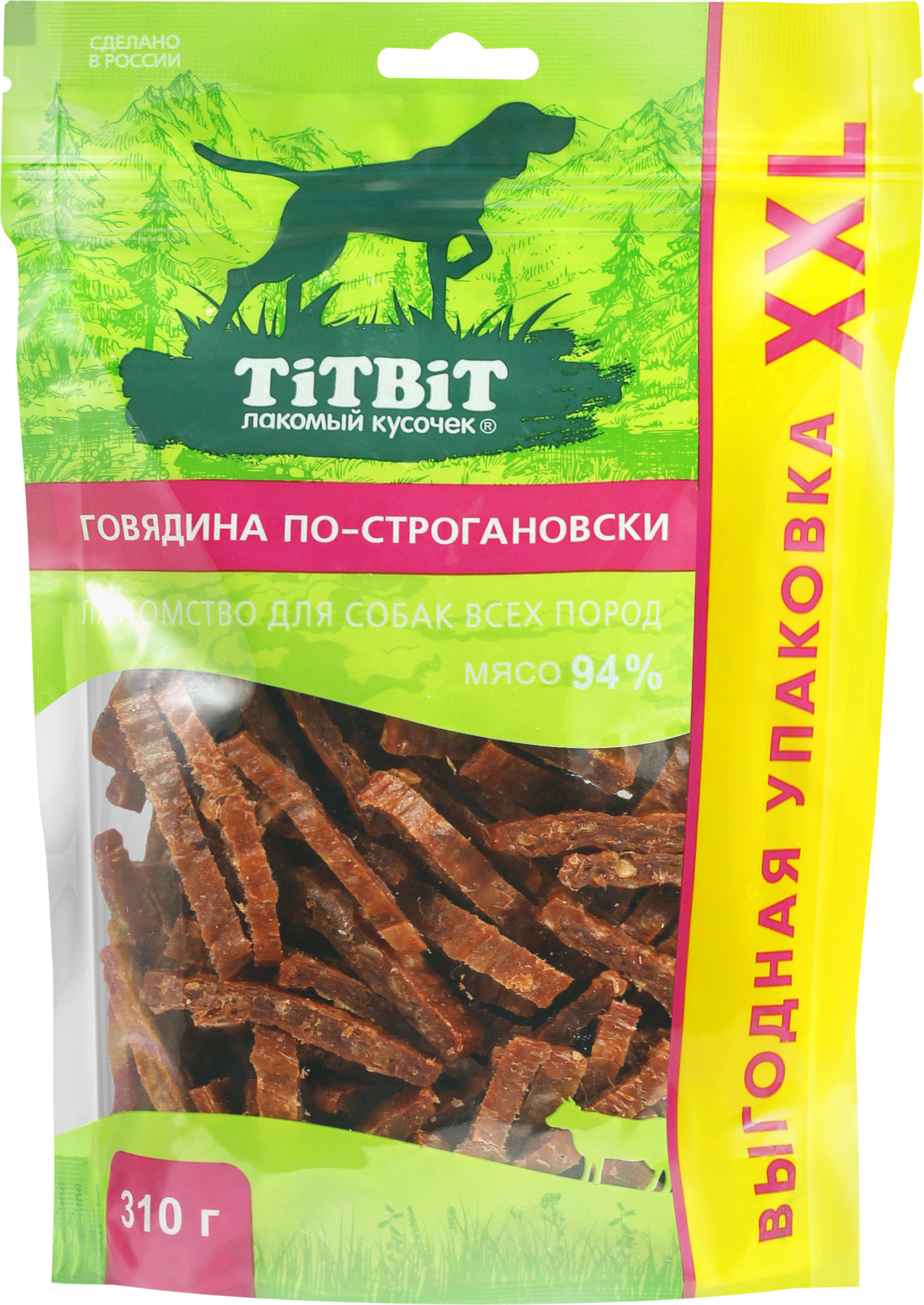 Изображение товара Лакомство для собак TITBIT Говядина по-строгановски, выгодная упаковка 
XXL, для всех пород, 310г