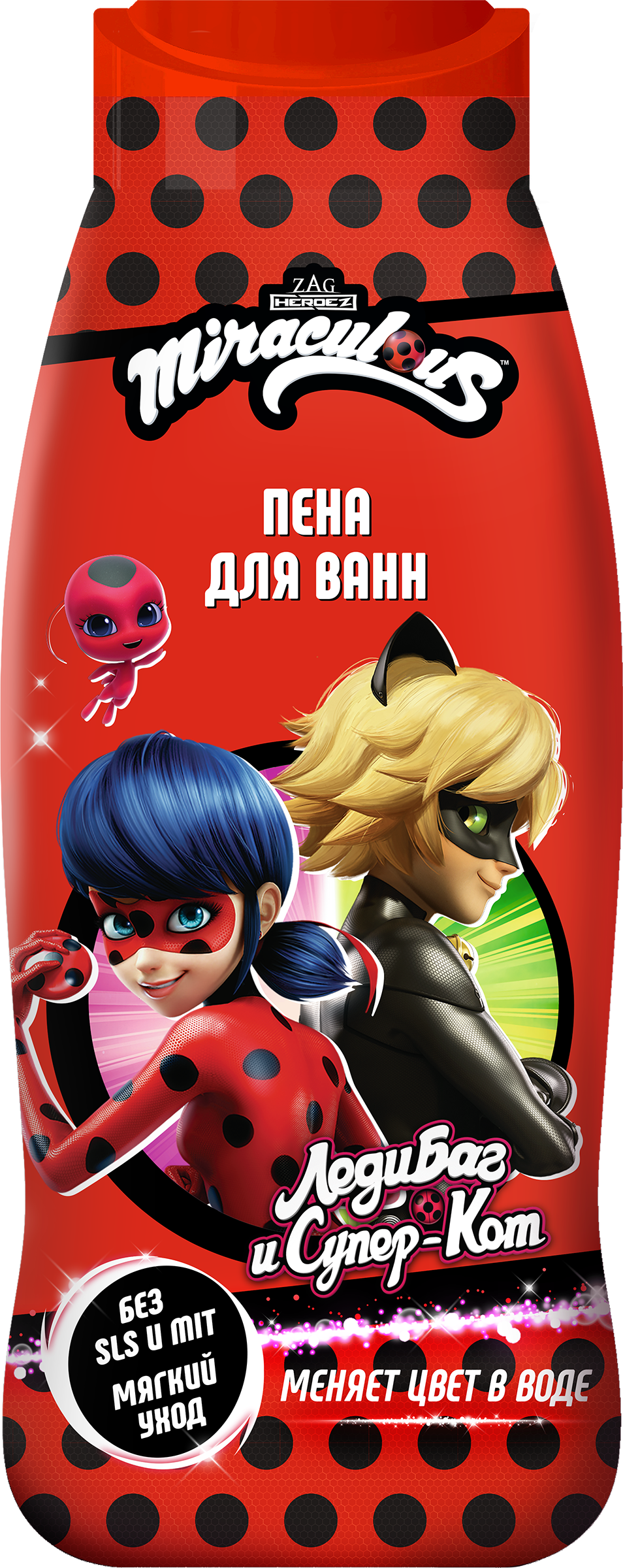 Изображение товара Пена для ванн детская ЛЕДИ БАГ И СУПЕР КОТ 400мл с цветовым эффектом и натуральными компонентами