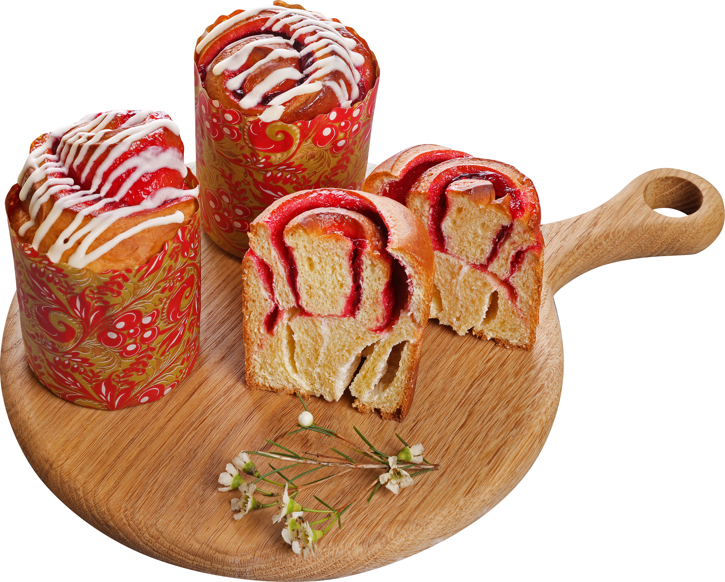 Изображение товара Кулич ЛЕНТА FRESH Высший Сдобный 110 г с творожной и вишневой начинкой