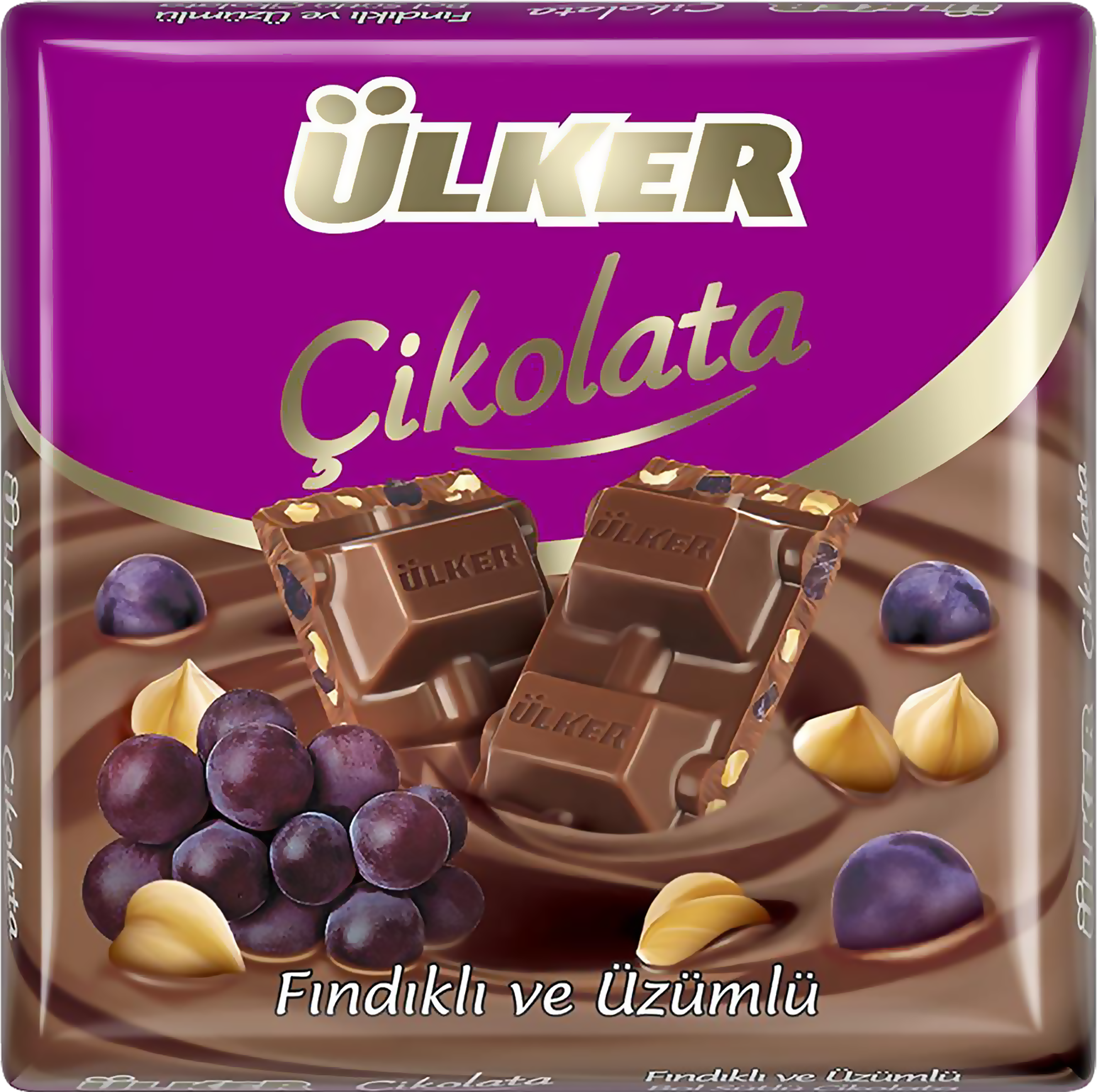 Изображение товара Шоколад молочный ULKER с кусочками фундука и изюмом, 60г