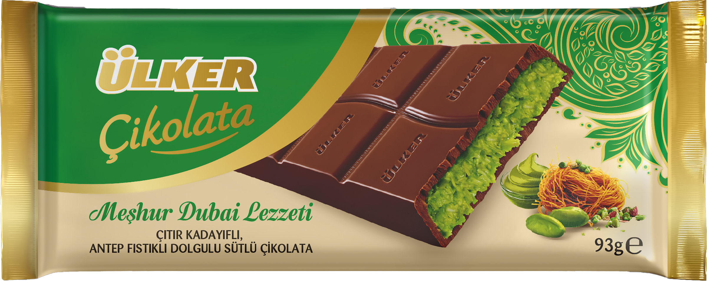 Изображение товара Шоколад ULKER Dubai с фисташками и кадаифом, 93г