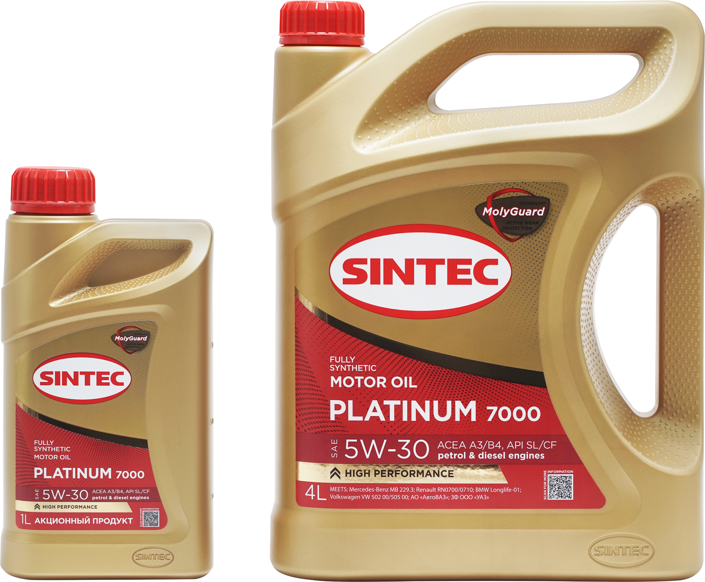 Изображение товара Масло моторное SINTEC Platinum 7000 Акция 4+1 5W-30 A3/B4 SL/CF, 4л