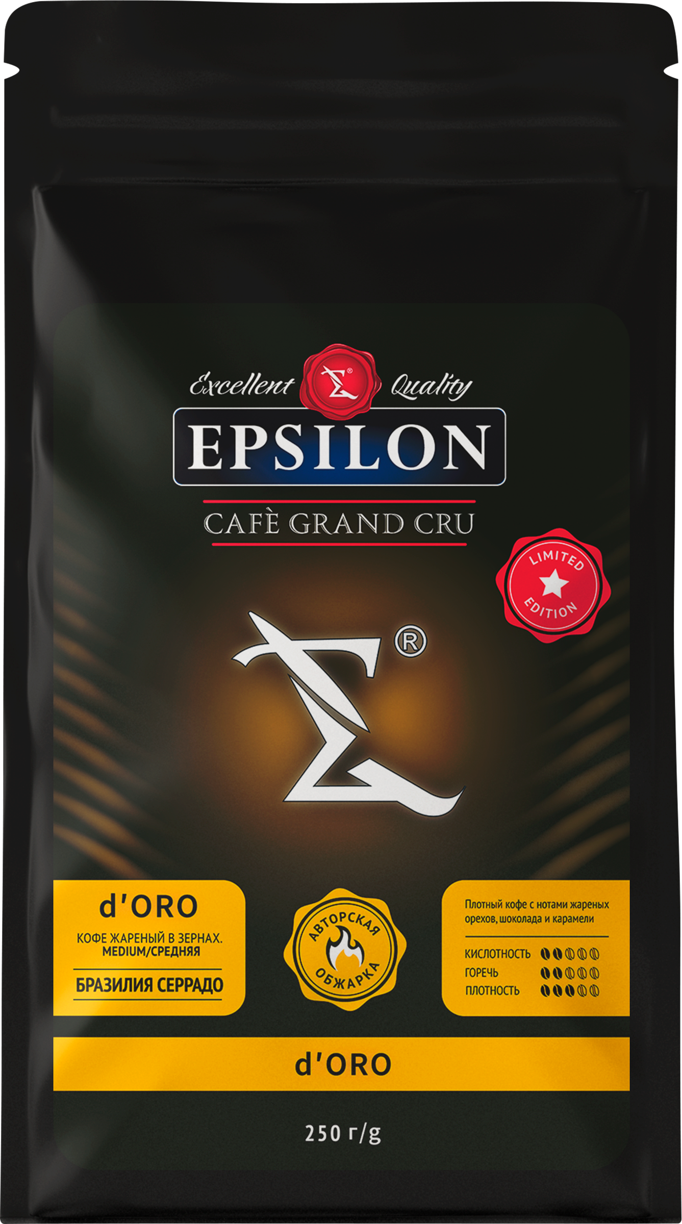 Изображение товара Кофе зерновой EPSILONPRESSO Epsilon D'oro 250г арабика средняя обжарка