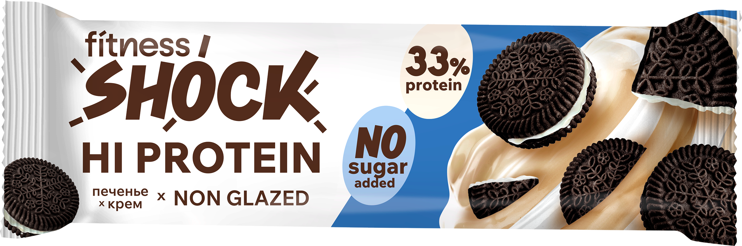 Изображение товара Батончик протеиновый FITNESSHOCK Печенье и крем, 60г
