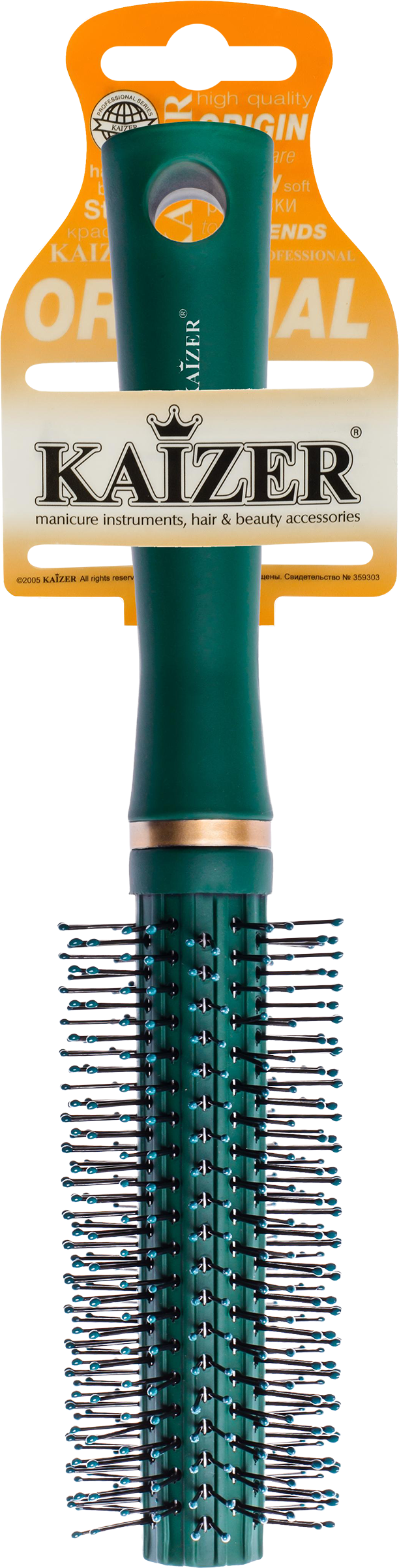 Изображение товара Расческа KAIZER массажная круглая зеленая из пластика Soft touch