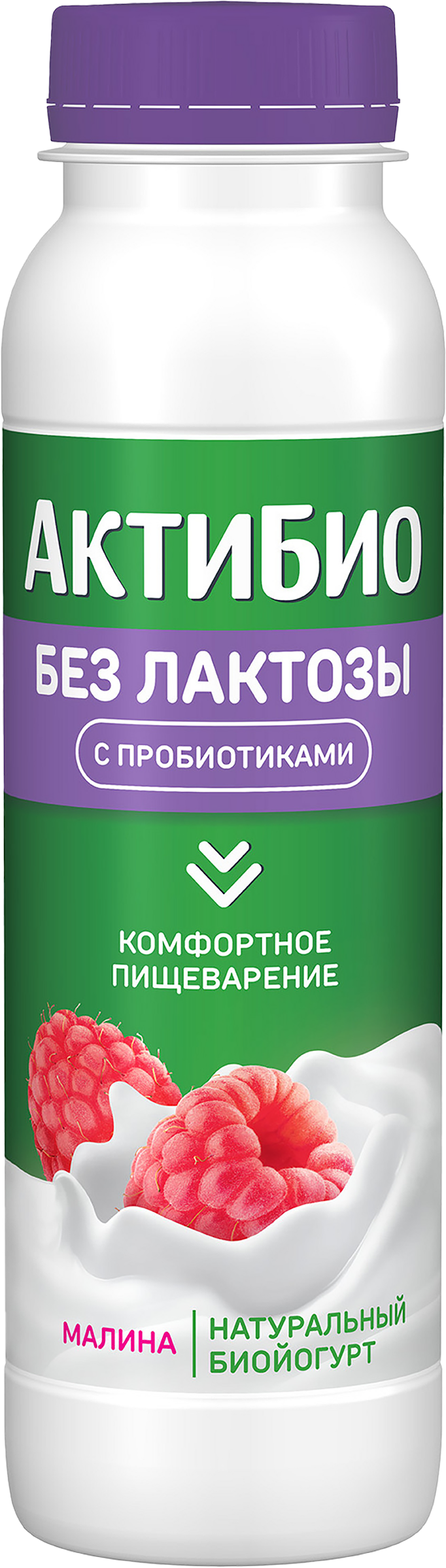 Изображение товара Йогурт питьевой АКТИБИО с малиной, без лактозы 1,5%, без змж, 260г