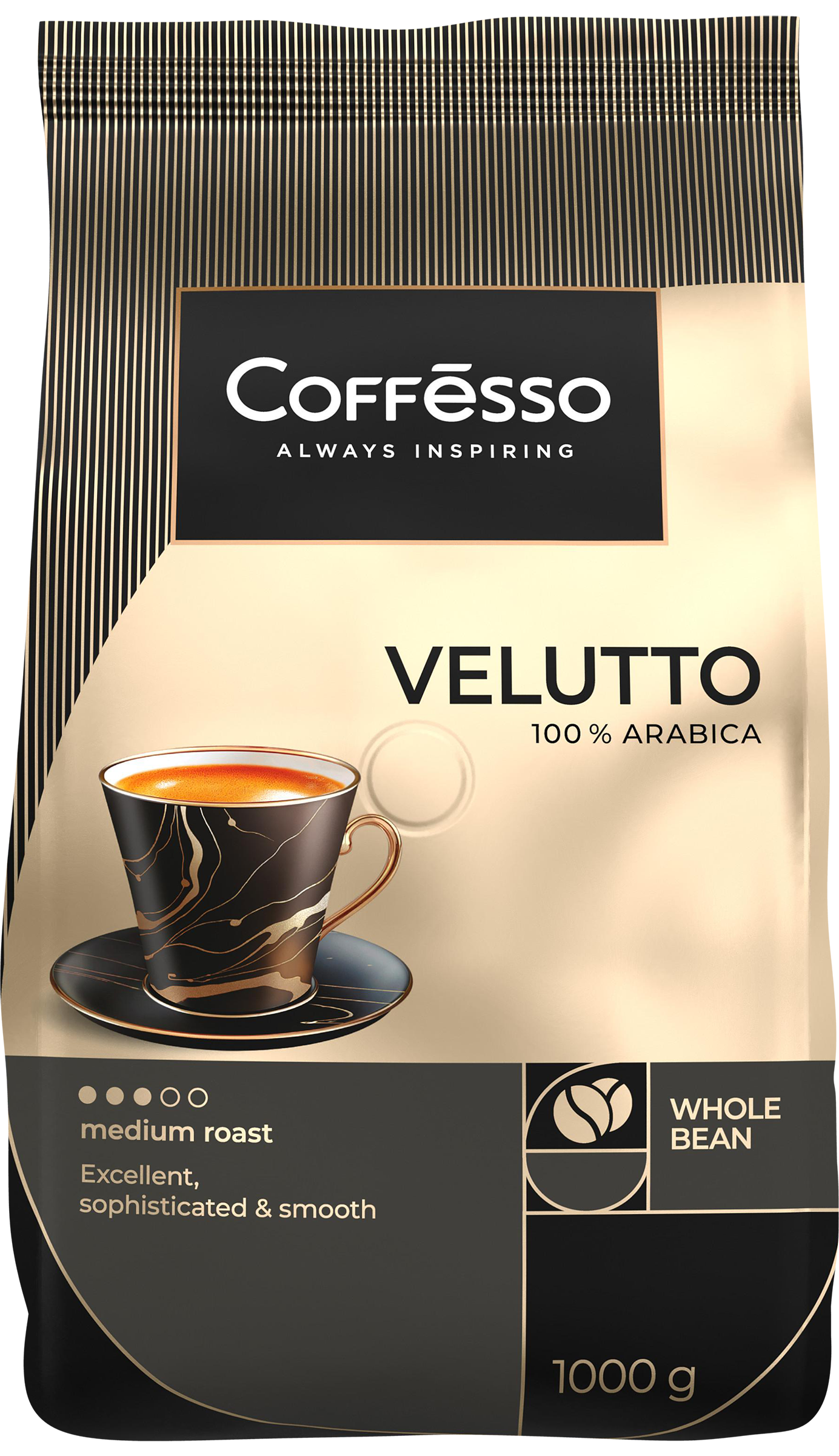 Изображение товара Кофе зерновой COFFESSO Velutto 1кг из 100% арабики с мягкой средней обжаркой