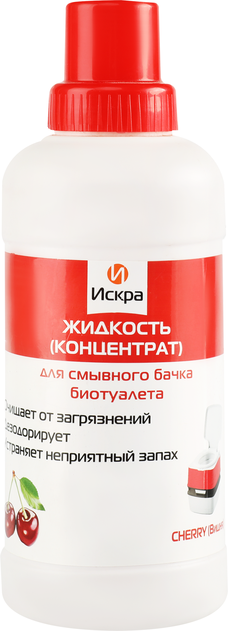 Изображение товара Жидкость-концентрат для смывного бачка биотуалета ИСКРА Cherry, Арт. ИСБ-500, 500мл