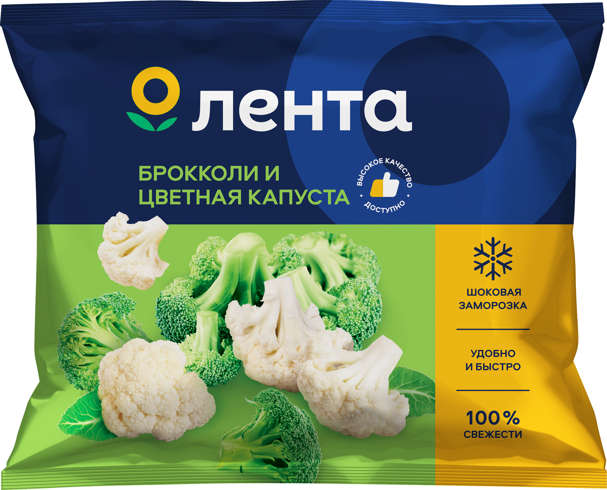 Изображение товара Замороженная овощная смесь ЛЕНТА цветная капуста и брокколи 400г