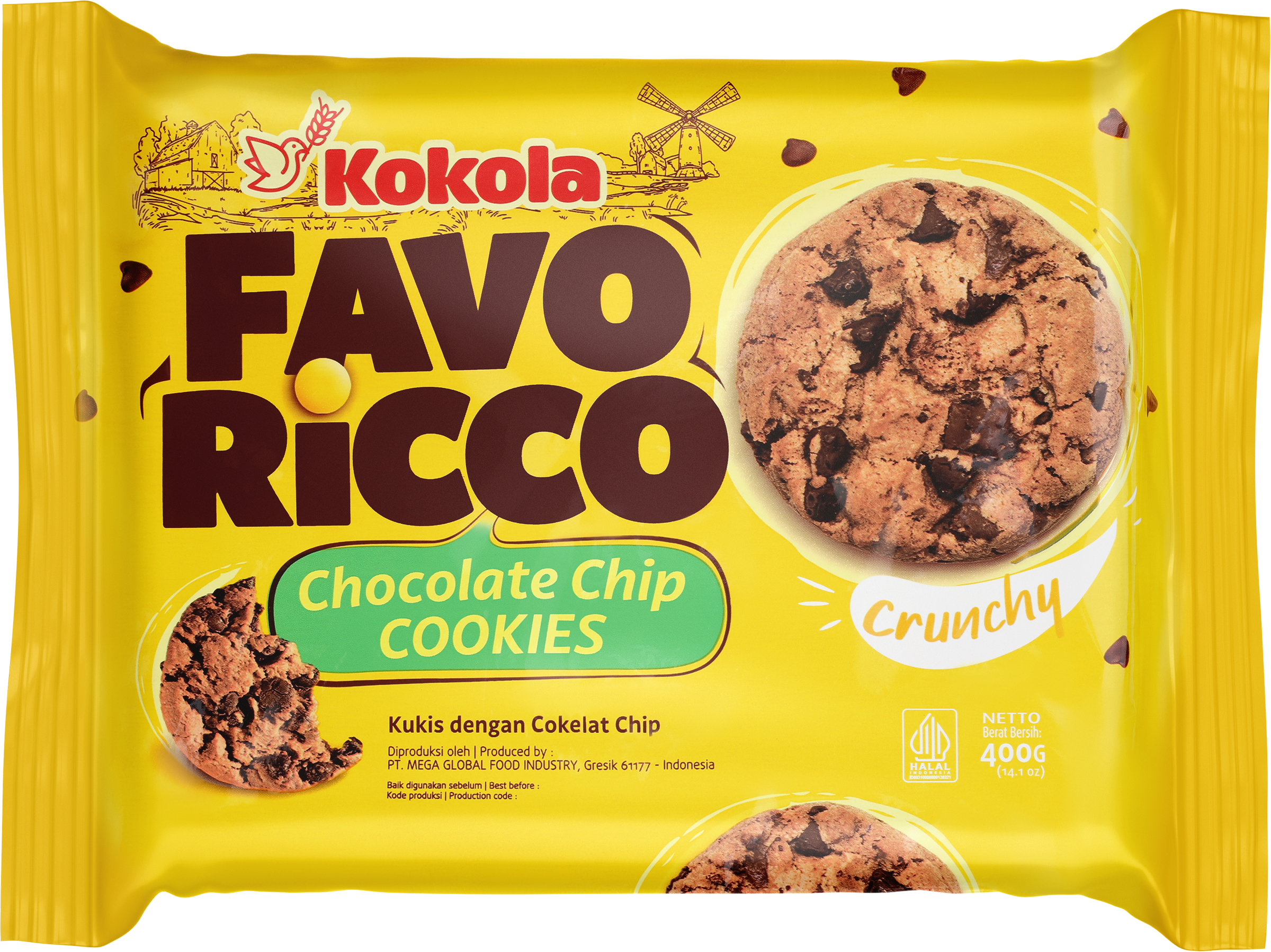 Изображение товара Печенье сдобное KOKOLA Favoricco с кусочками шоколадной глазури, 400г