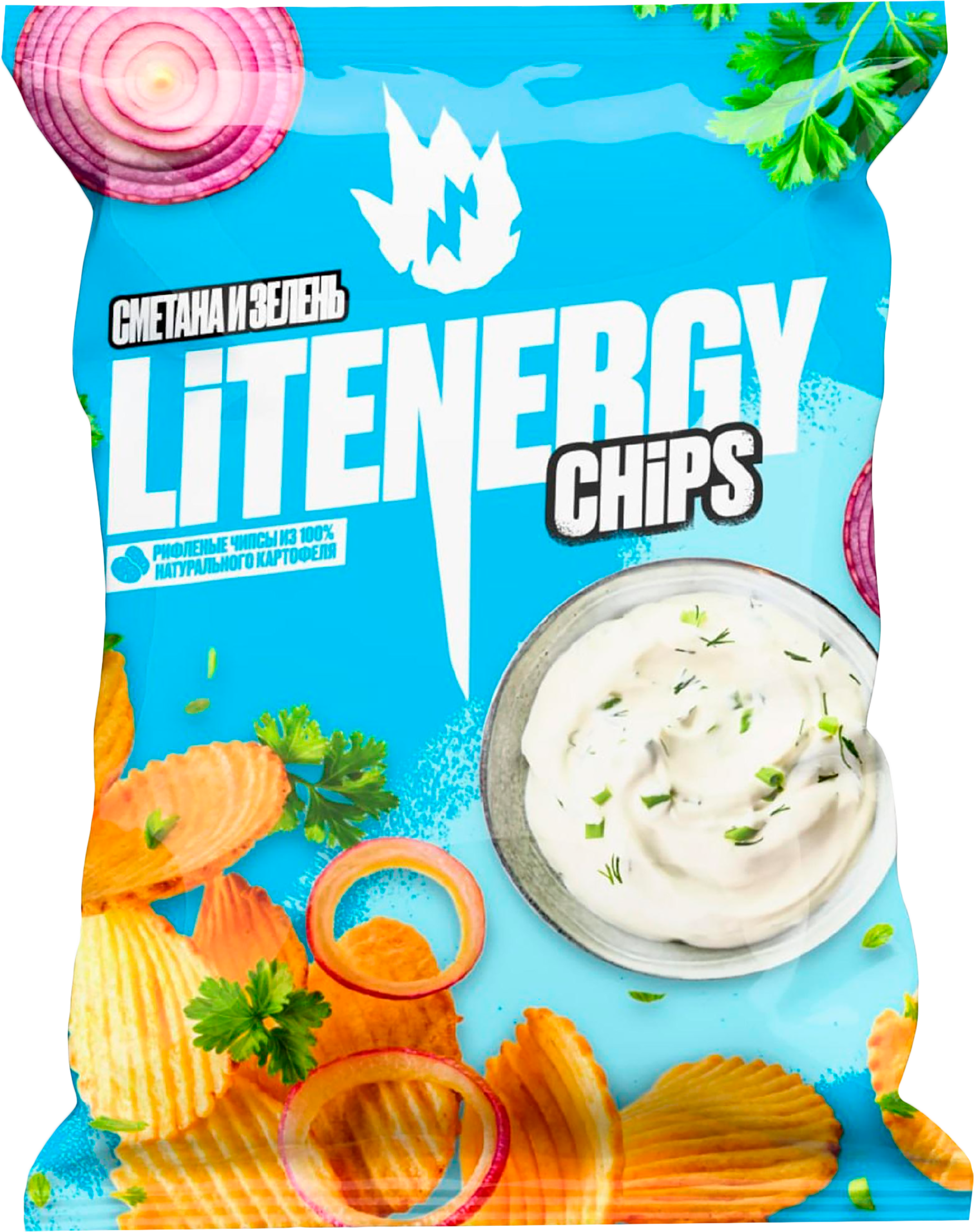 Изображение товара Чипсы картофельные LIT ENERGY Сметана и зелень 120г