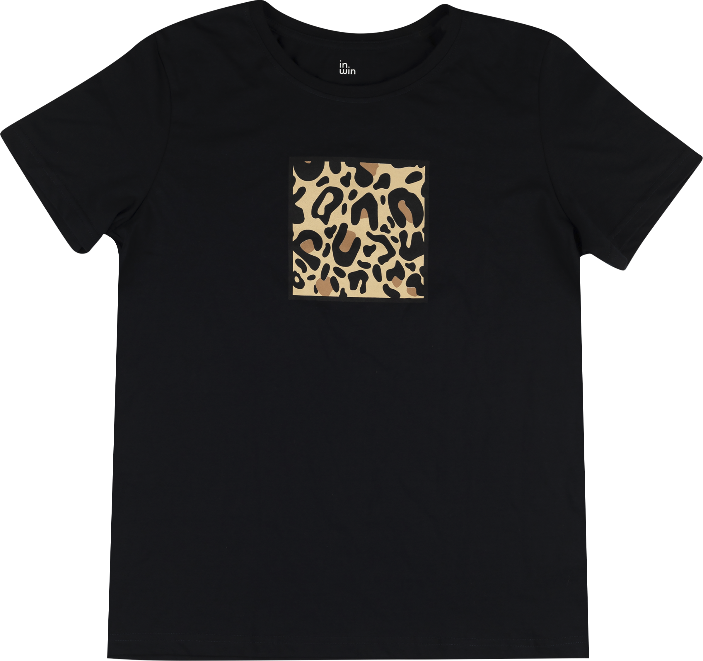 Изображение товара Женская черная футболка INWIN с принтом и коротким рукавом