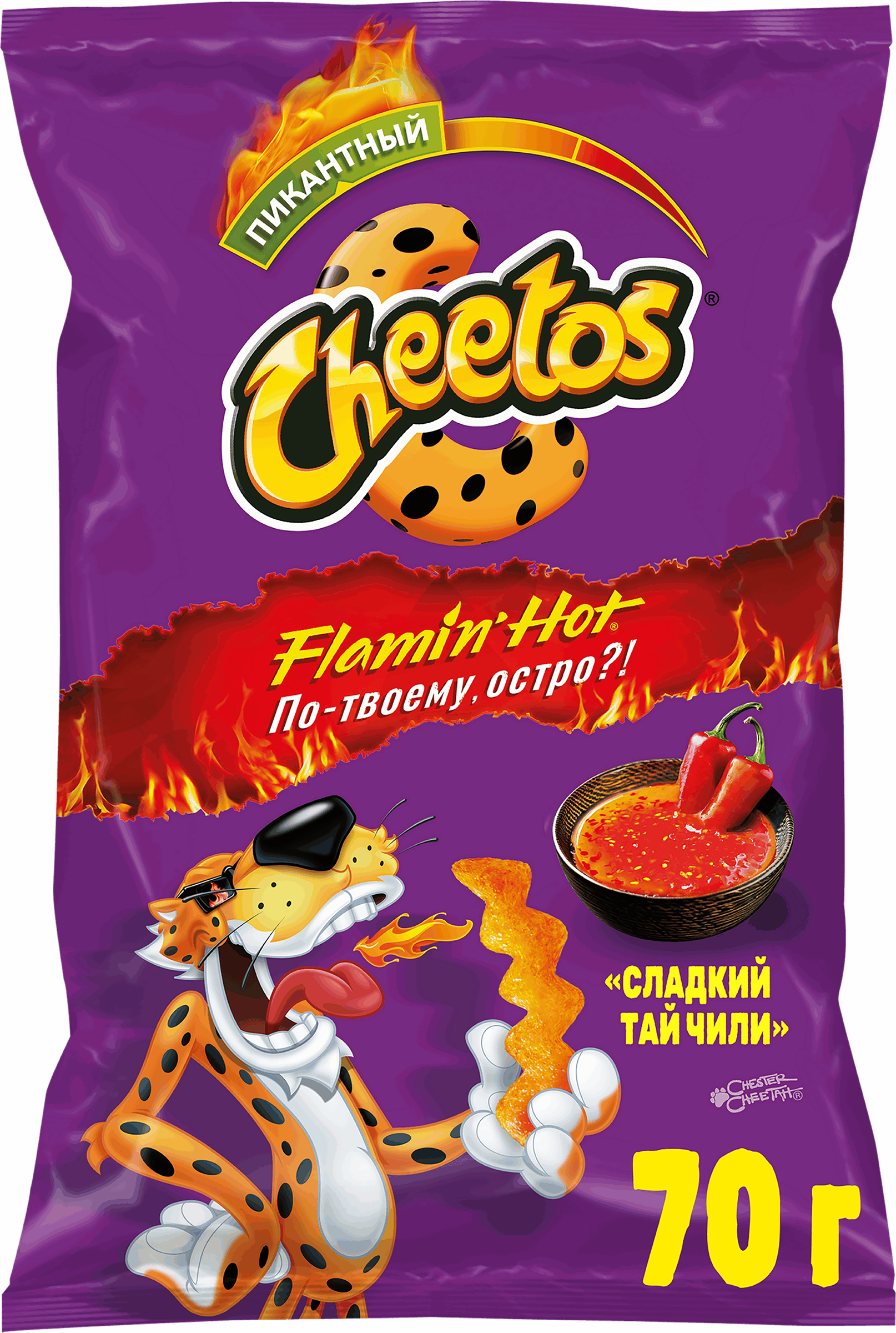 Изображение товара Снеки кукурузные CHEETOS со вкусом сладкий Тай чили, 70г