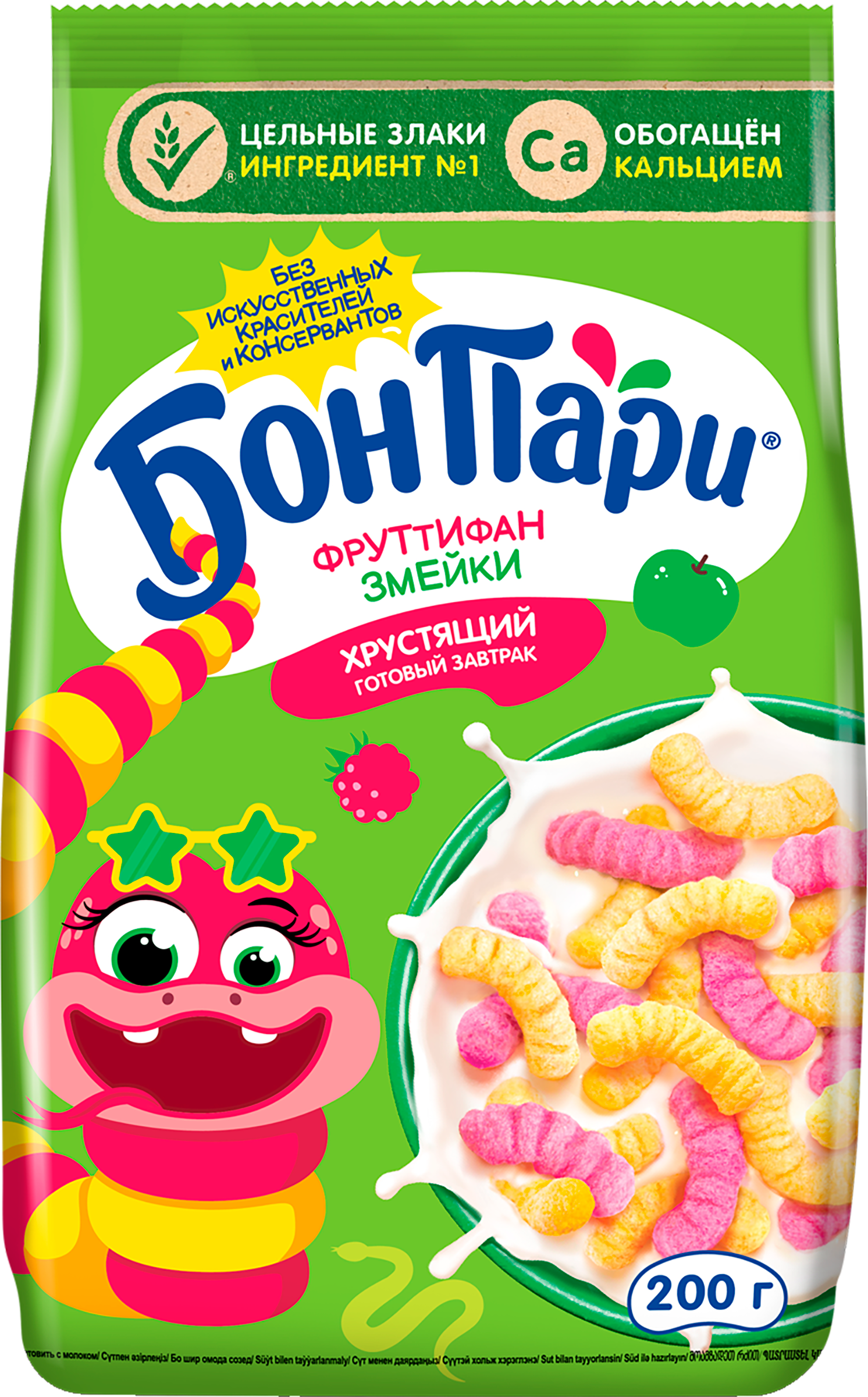 Изображение товара Готовый завтрак БОН ПАРИ Фруттифан Змейки, 200г