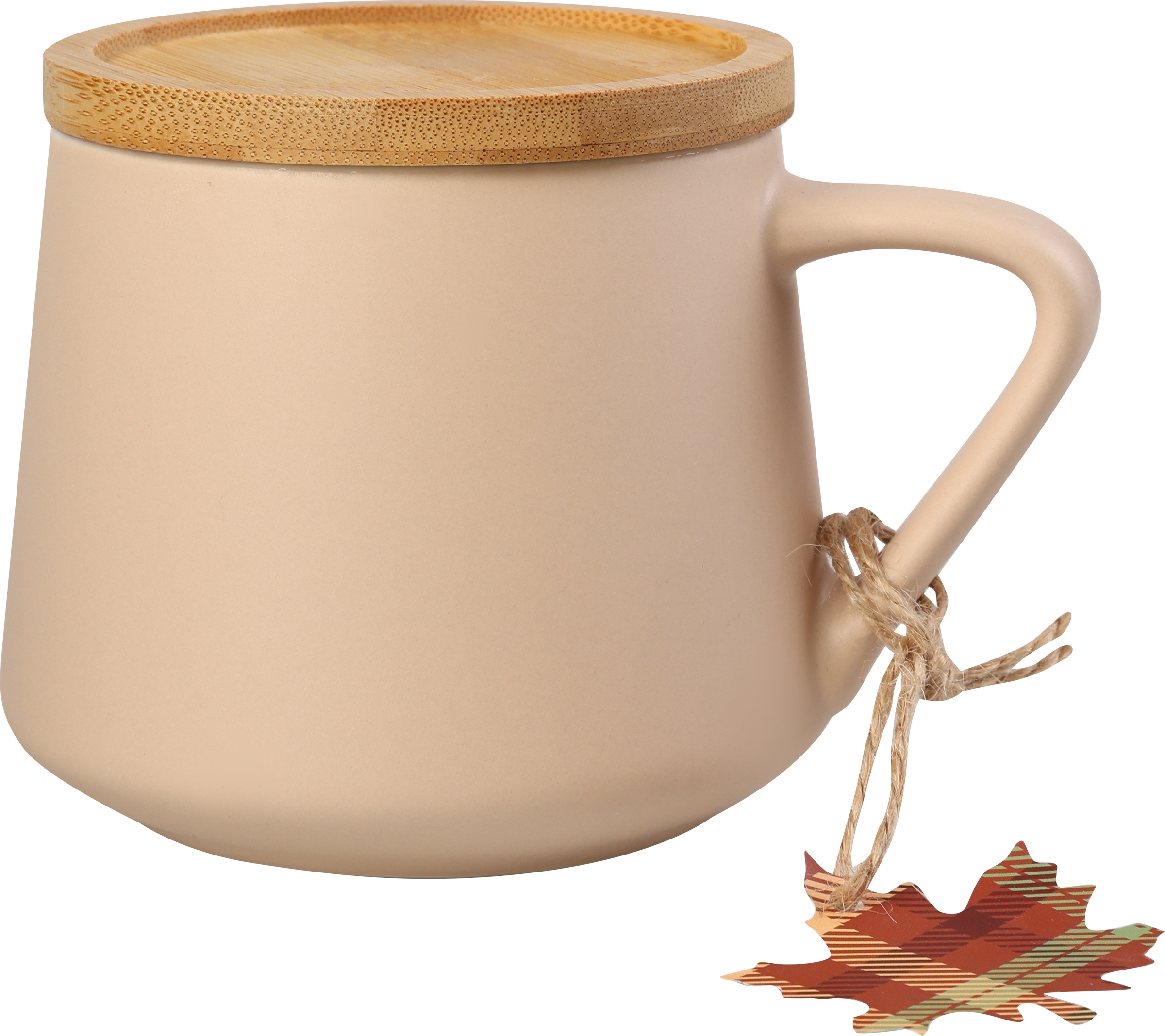 Изображение товара Кружка HOMECLUB Cozy Autumn, с бамбуковой крышкой, фарфор, 350мл, Арт. EN401390