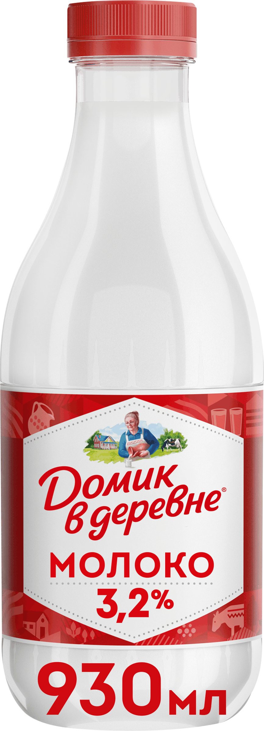 Изображение товара Молоко пастеризованное ДОМИК В ДЕРЕВНЕ 3,2%, без змж, 955г