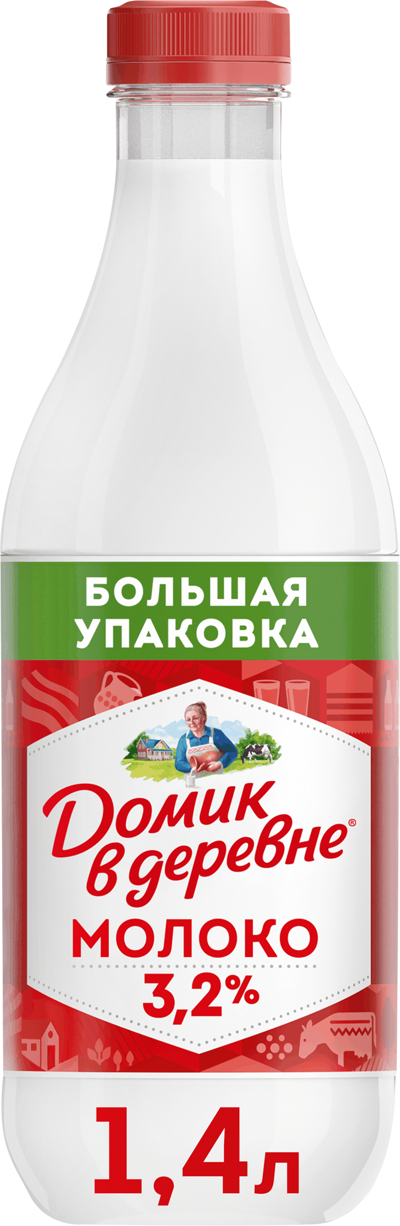 Изображение товара Молоко пастеризованное ДОМИК В ДЕРЕВНЕ 3,2%, без змж, 1440г