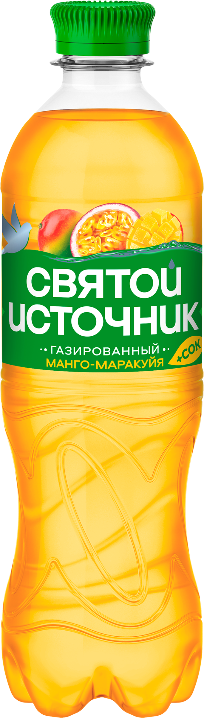 Изображение товара Вода питьевая СВЯТОЙ ИСТОЧНИК со вкусом манго, маракуйи газированная, 0.5л