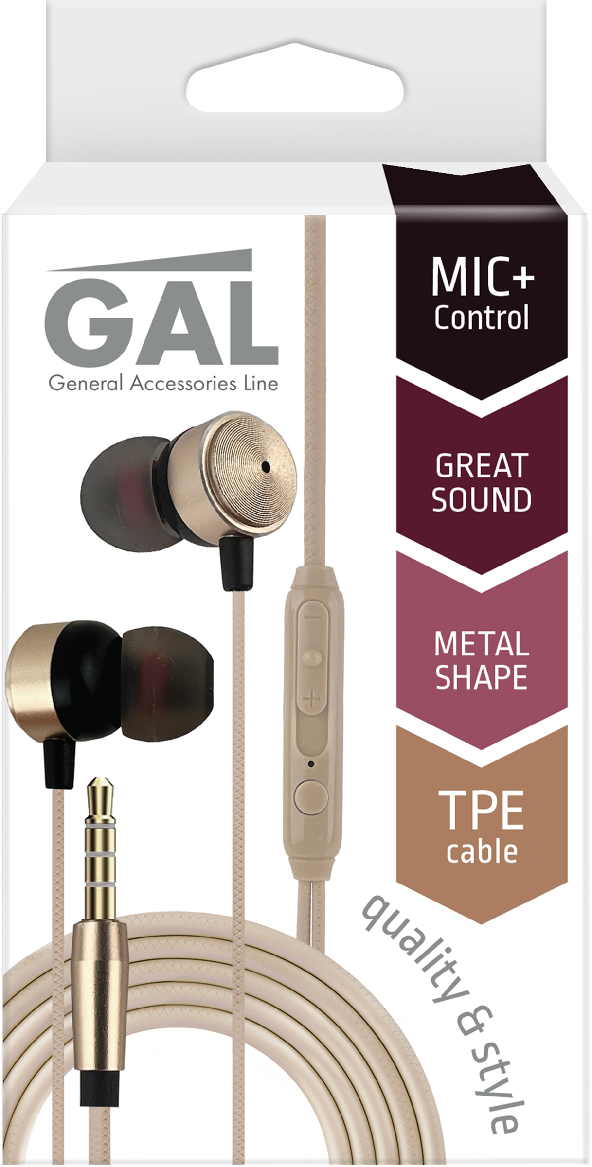 Изображение товара Внутриканальные наушники GAL с микрофоном 1.2 м HMP-880
