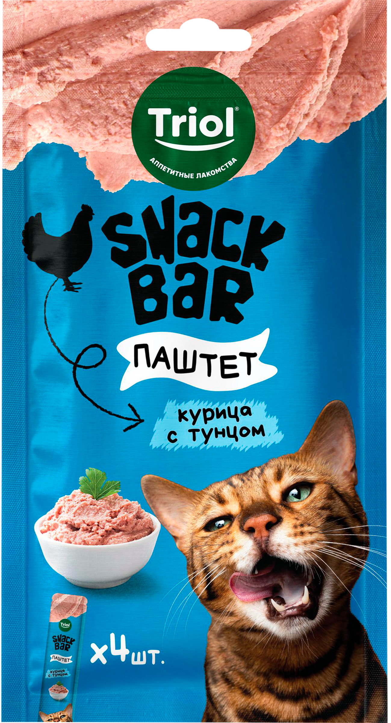 Изображение товара Лакомство для кошек SNACK BAR Паштет из курицы с тунцом, 40г