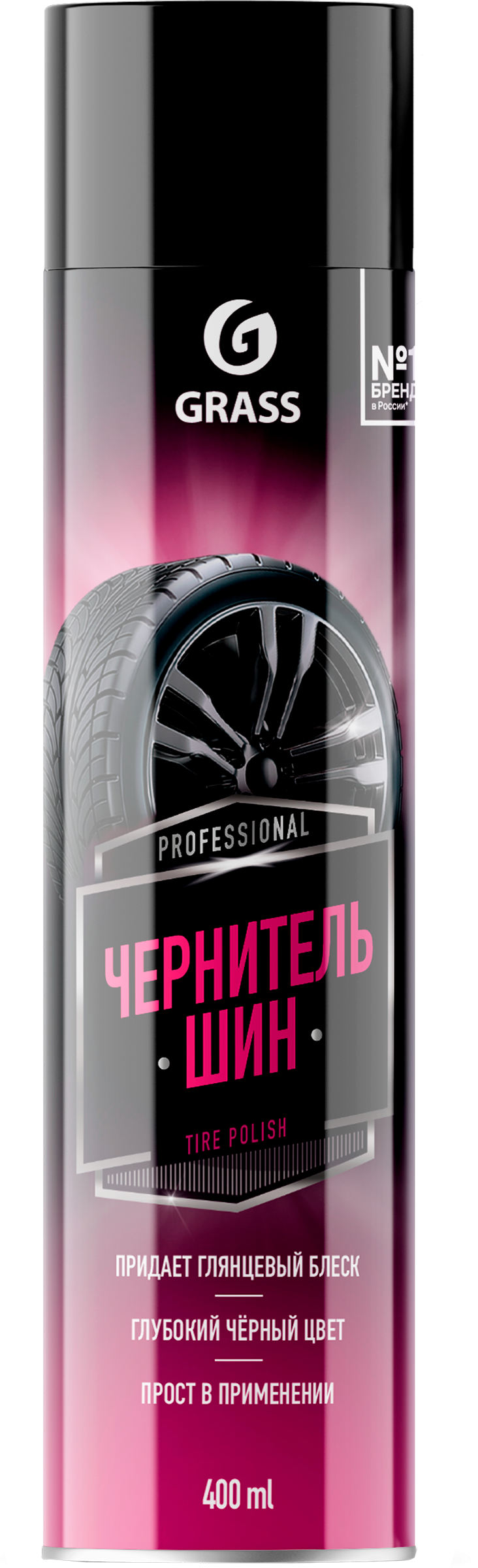 Изображение товара Чернитель шин GRASS Tire Polish аэрозоль 400мл для защиты и чернения резины