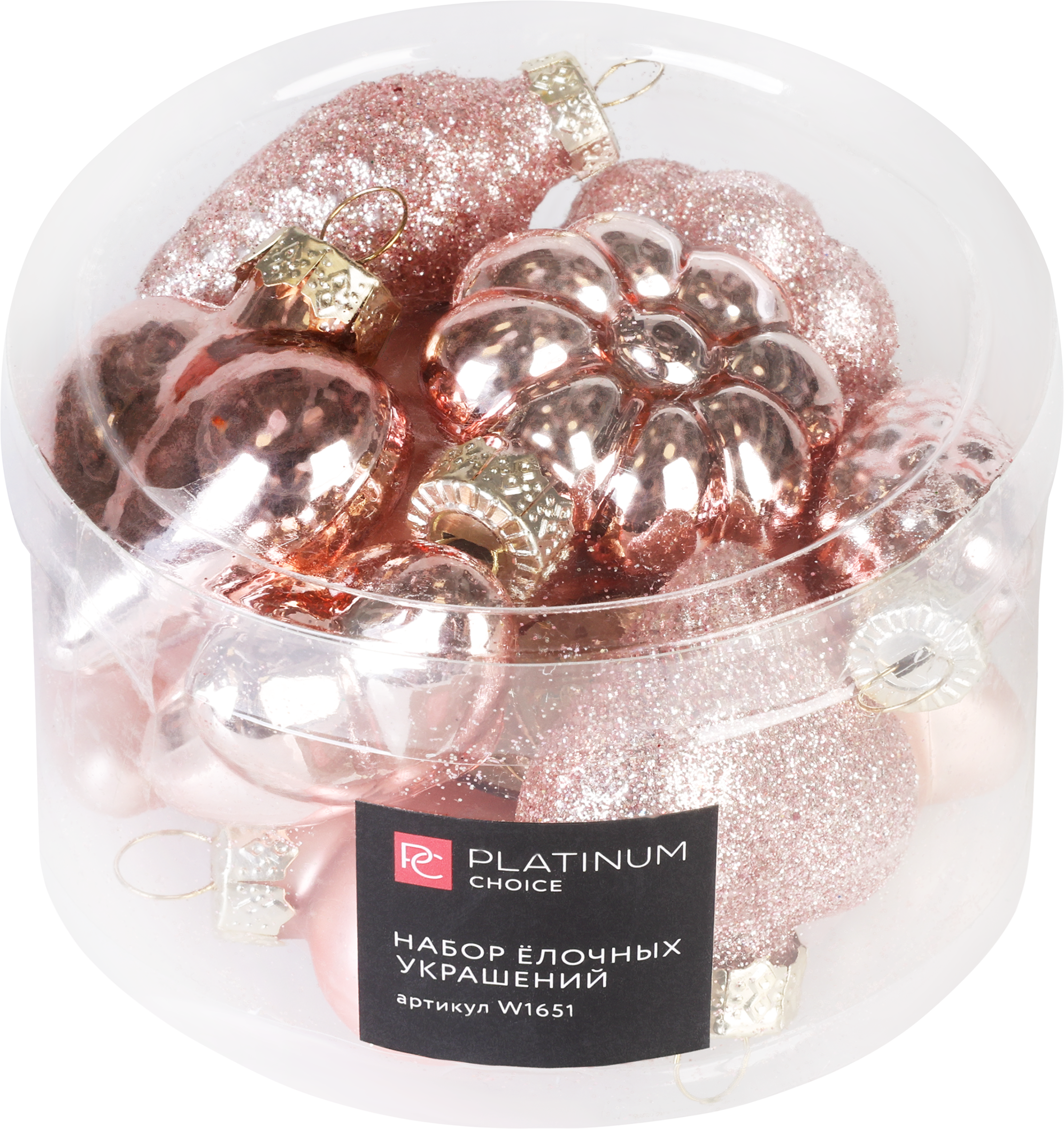 Изображение товара Набор елочных украшений PLATINUM CHOICE 4см 12шт голубой розовый жемчужный