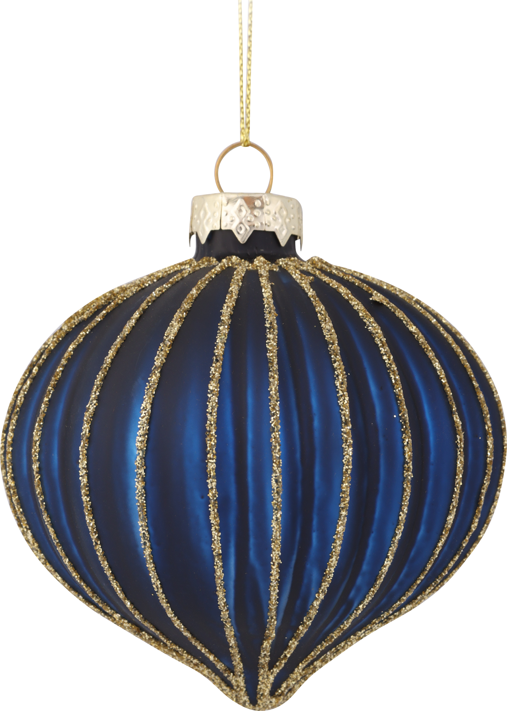 Изображение товара Шар елочный PLATINUM CHOICE синий и шоколадный 8 см глиттерные линии