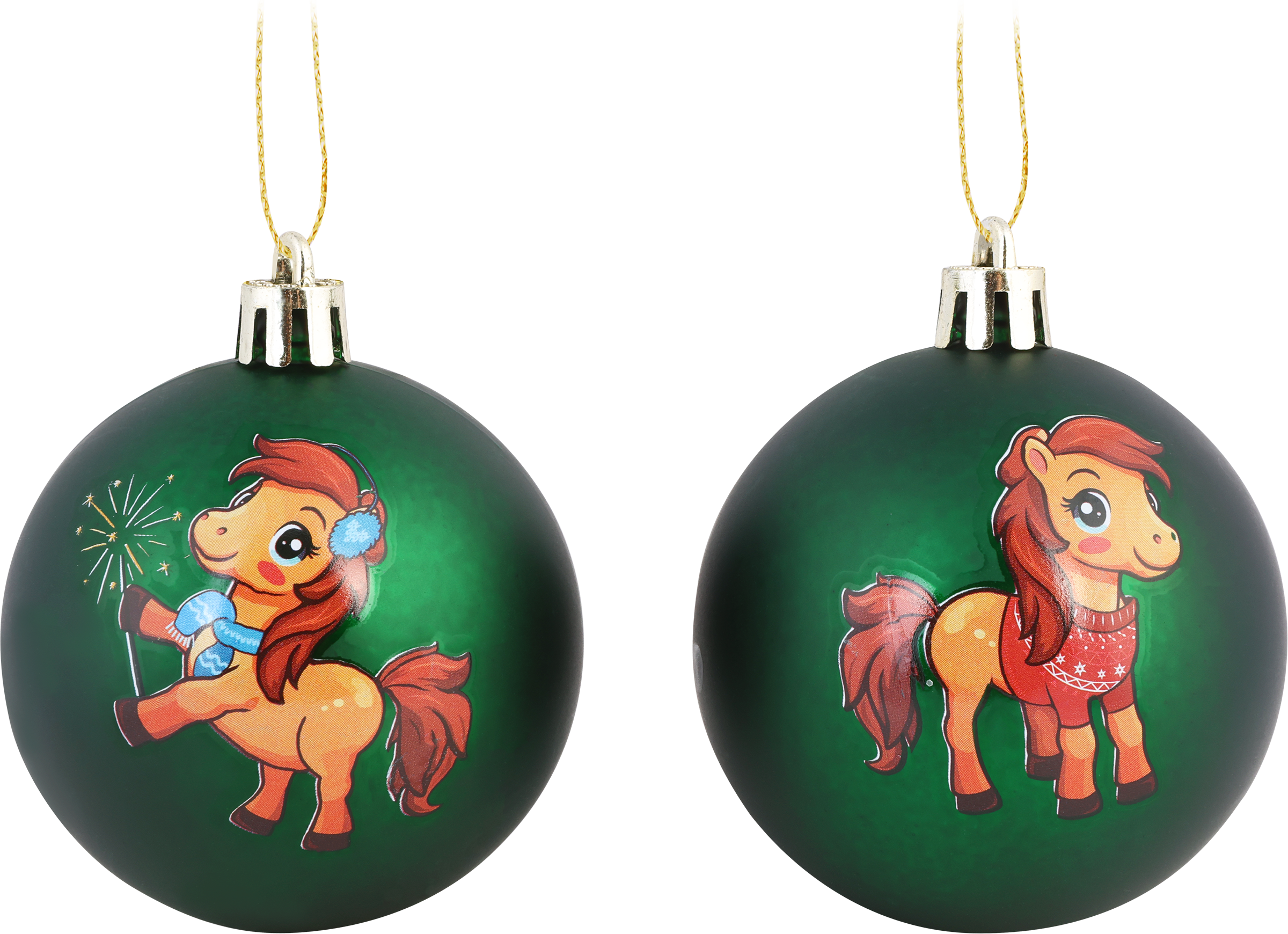 Изображение товара Шар елочный HOMECLUB Символ года Лошадка, пластик, 6см, глиттер, в ассортименте