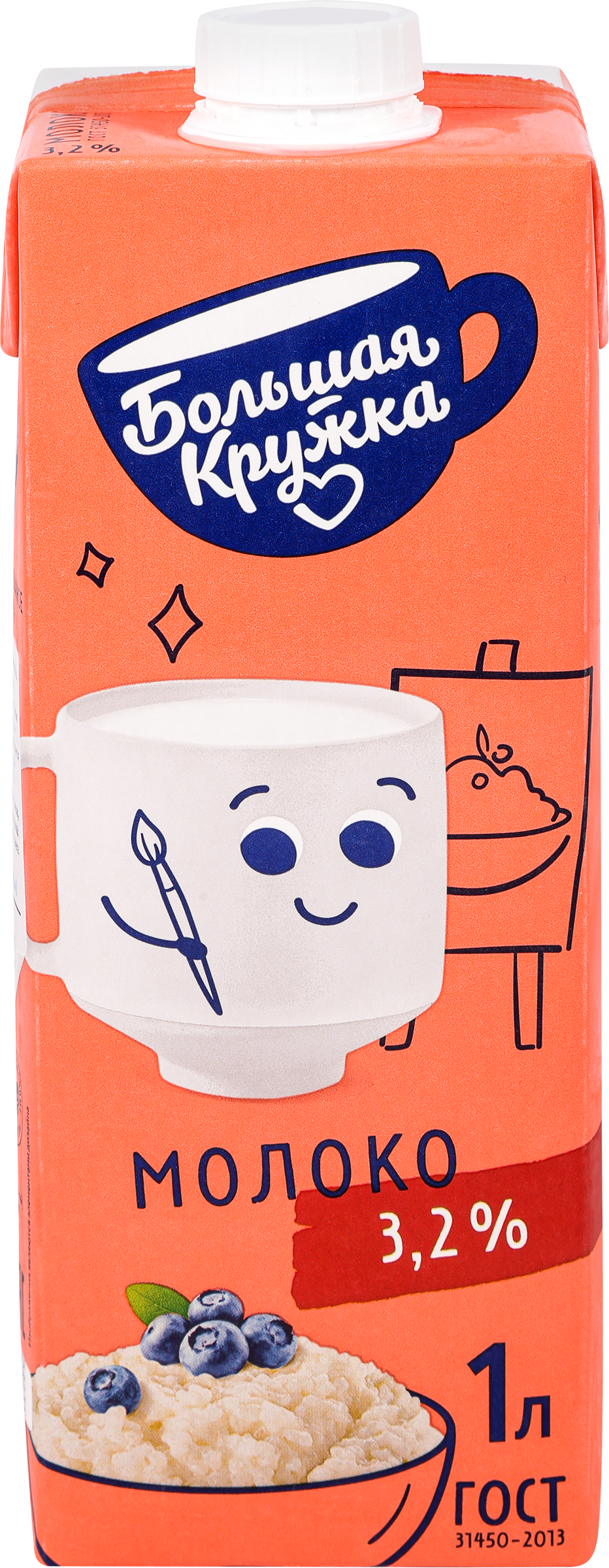 Изображение товара Молоко ультрапастеризованное БОЛЬШАЯ КРУЖКА 3,2%, без змж, 1000мл