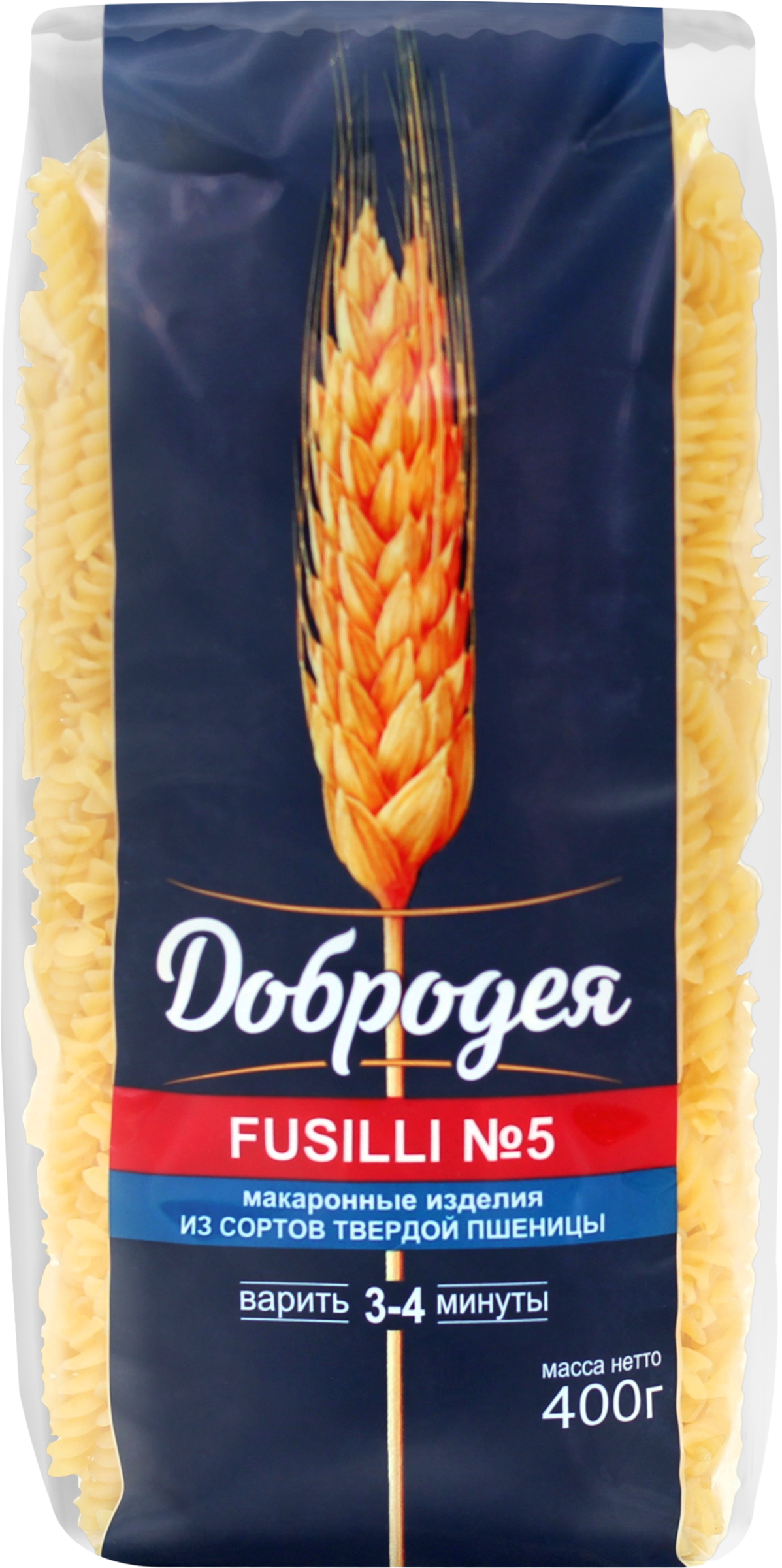 Изображение товара Макароны ДОБРОДЕЯ Fusilli №5 группа А высший сорт, 400г