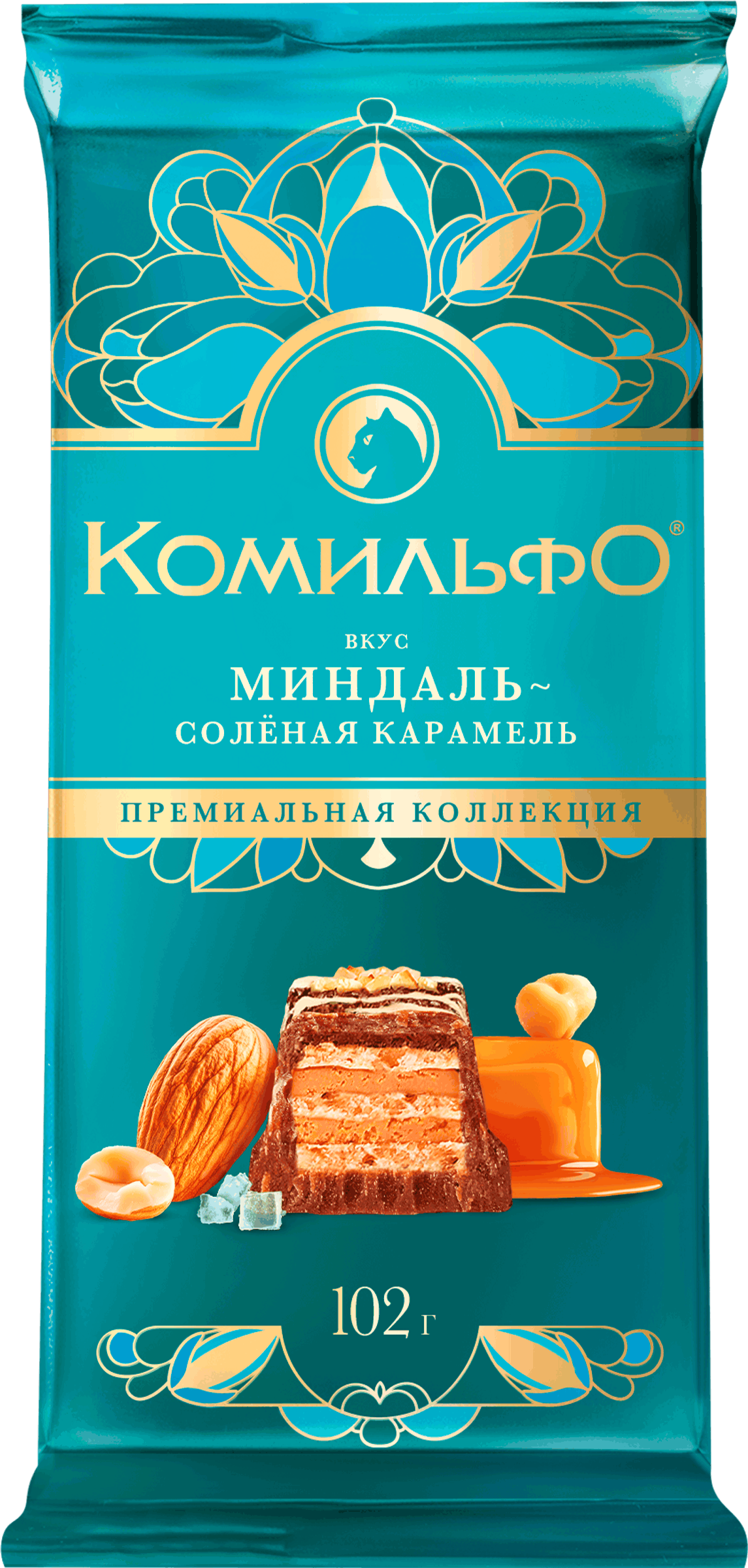 Изображение товара Шоколад молочный и белый КОМИЛЬФО Миндаль, 102г