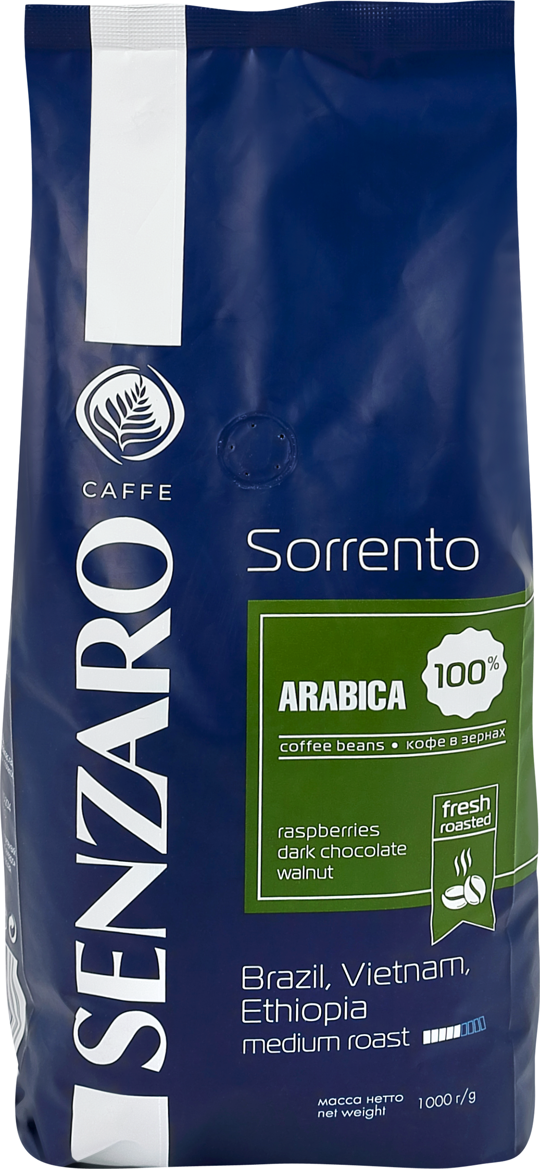 Изображение товара Кофе зерновой SENZARO Sorrento 1кг натуральный арабика для кофемашины