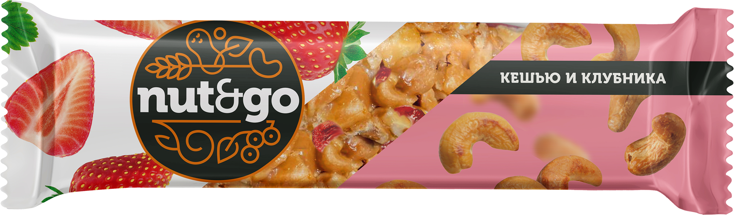 Изображение товара Батончик NUT&GO Кешью-клубника, глазированный, 36г