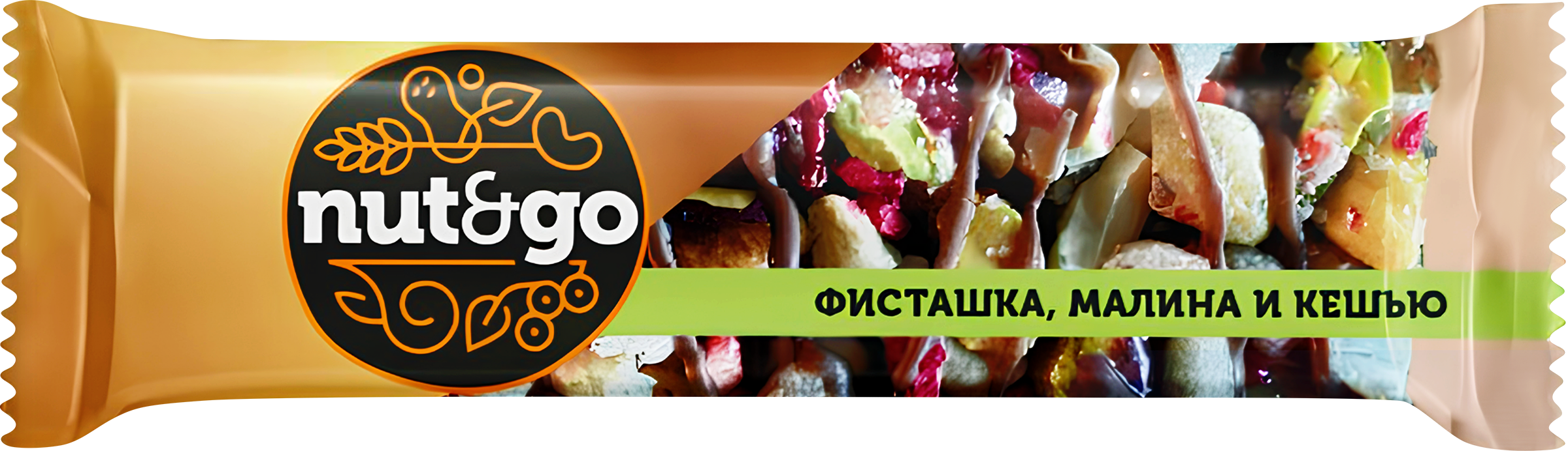 Изображение товара Батончик NUT&GO Фисташка-кешью-малина, глазированный, 28г