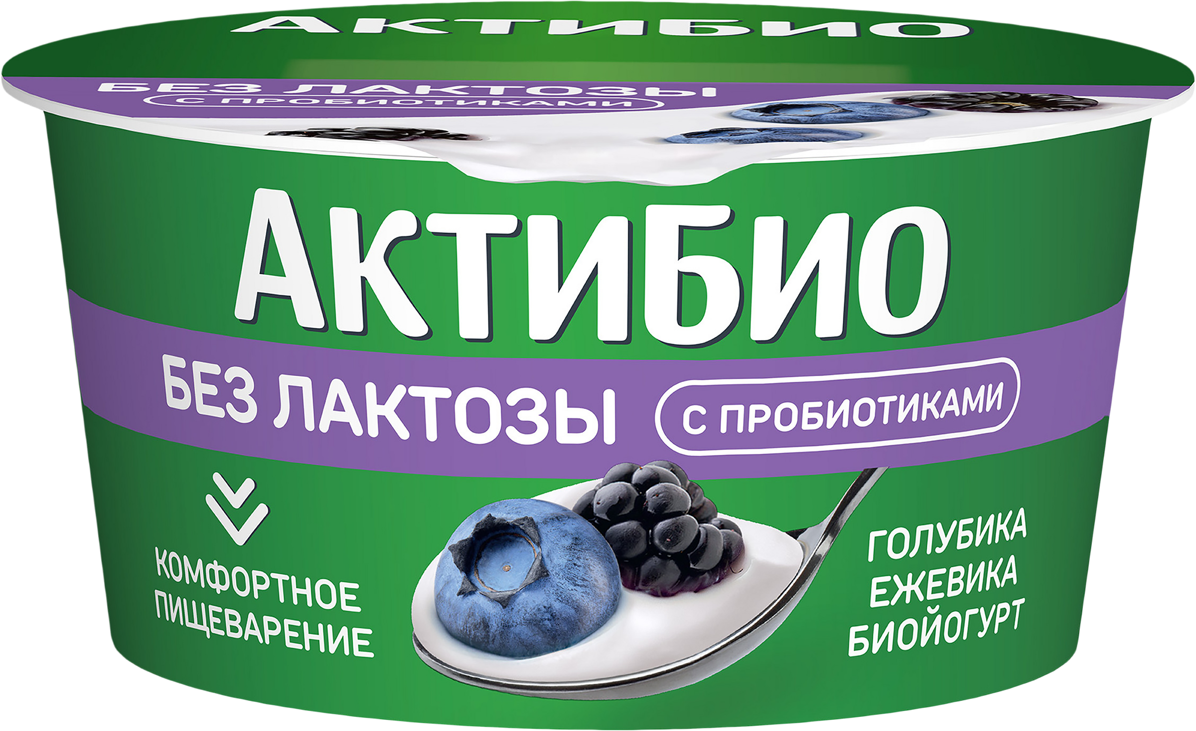 Изображение товара Натуральный йогурт АКТИБИО с голубикой и ежевикой 130г без лактозы