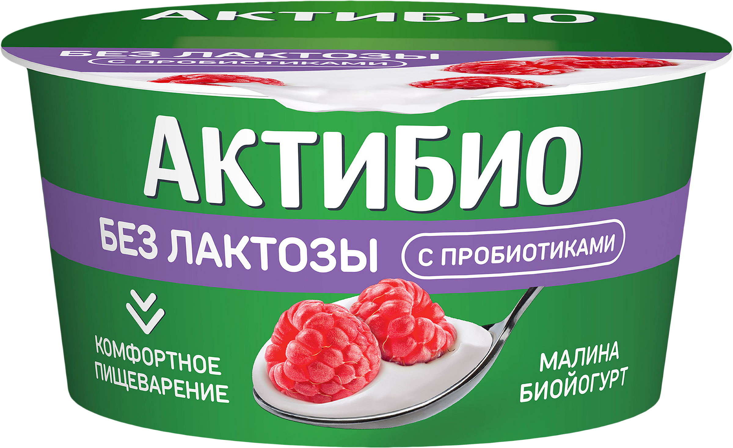 Изображение товара Йогурт АКТИБИО с малиной 3%, без лактозы, 130г натуральный продукт